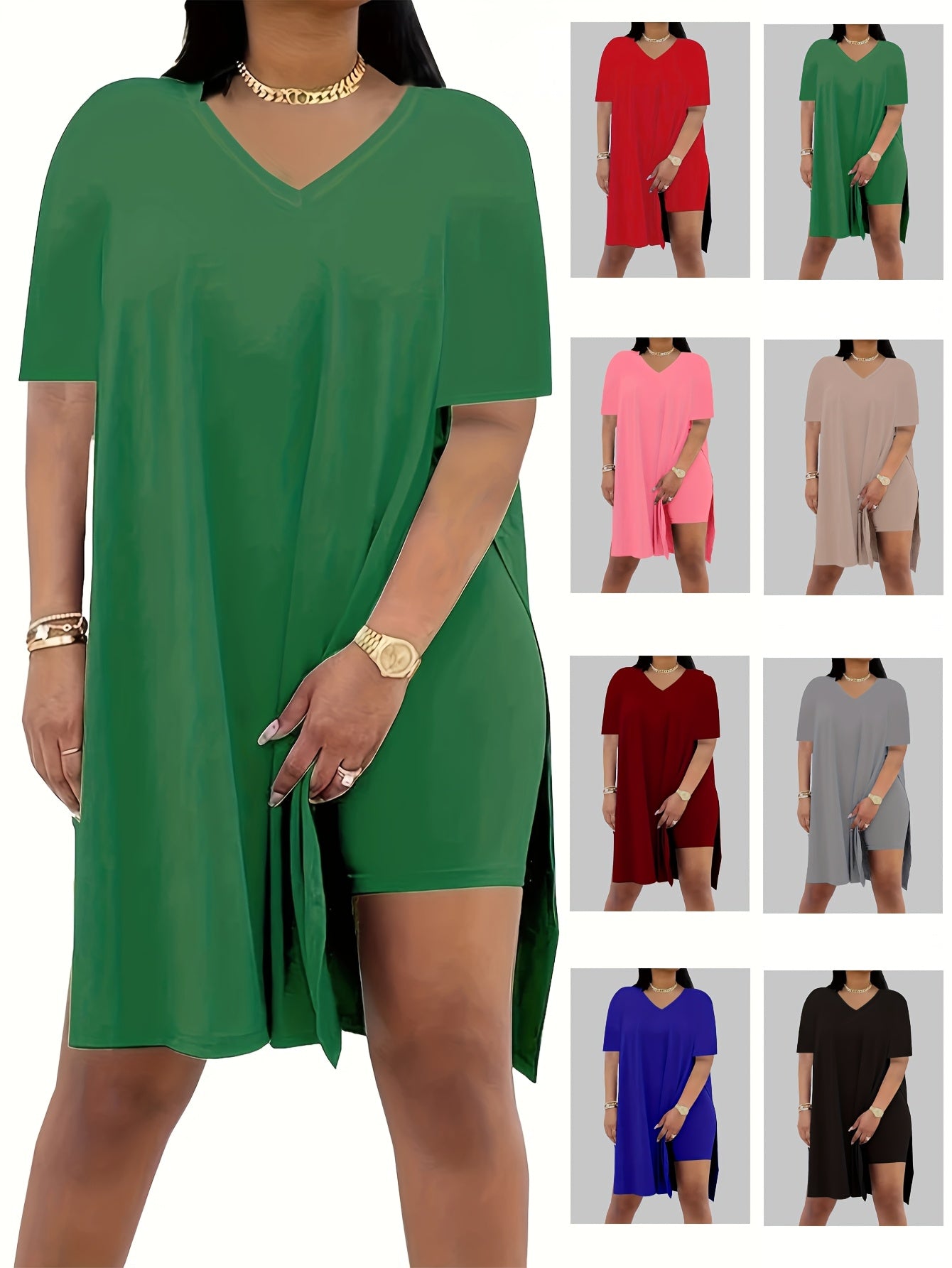Women's V-Neck Short Sleeve Top & Shorts Set – Stretch Solid Color Activewear for Yoga Gym Jogging Casual Wear Black Brown Burgundy Green Blue Pink S-XXL