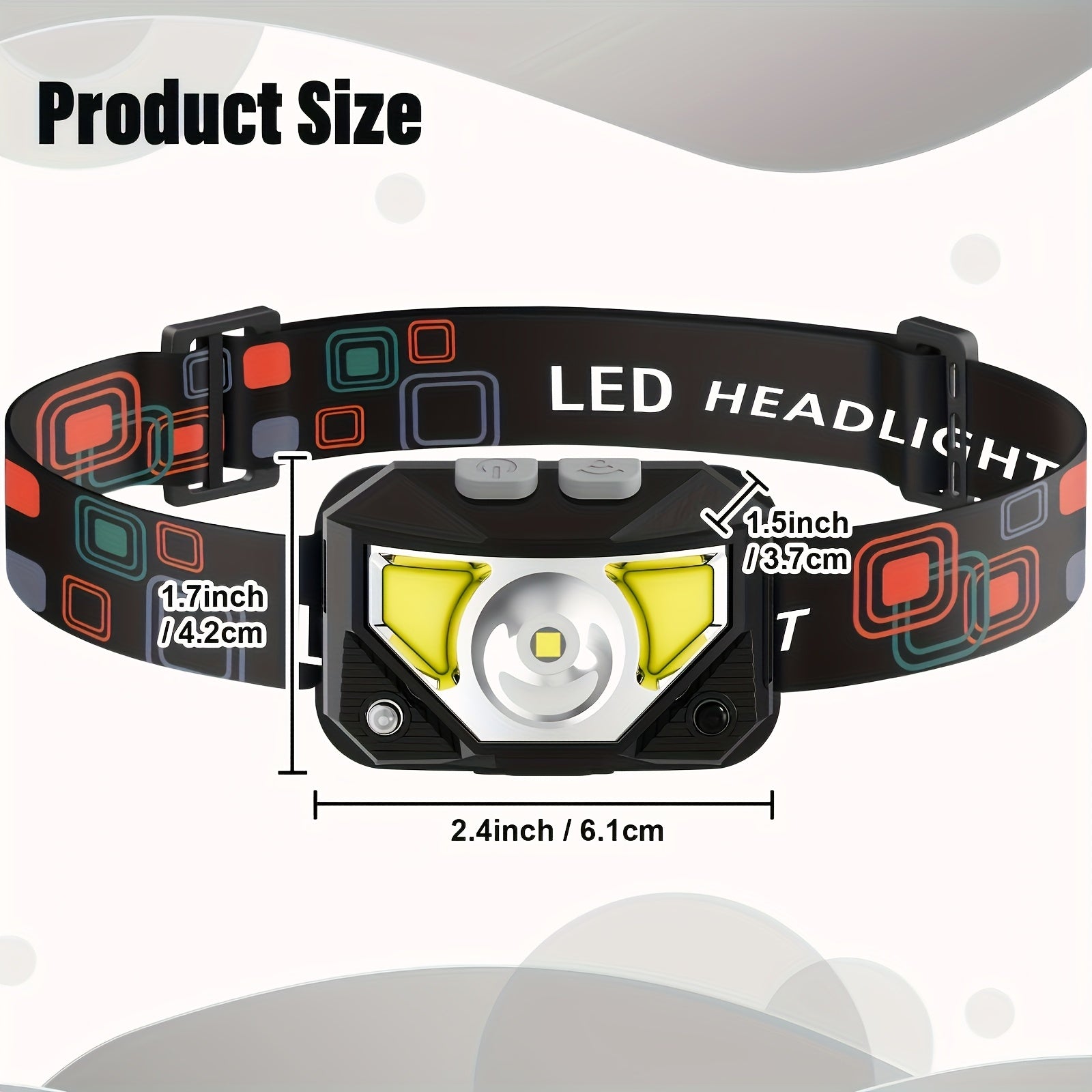 LED Headlamp 1200 Lumen Rechargeable 8 Modes with Red Light Sensor Headlight for Camping Hiking Fishing Cycling Emergency Work Light