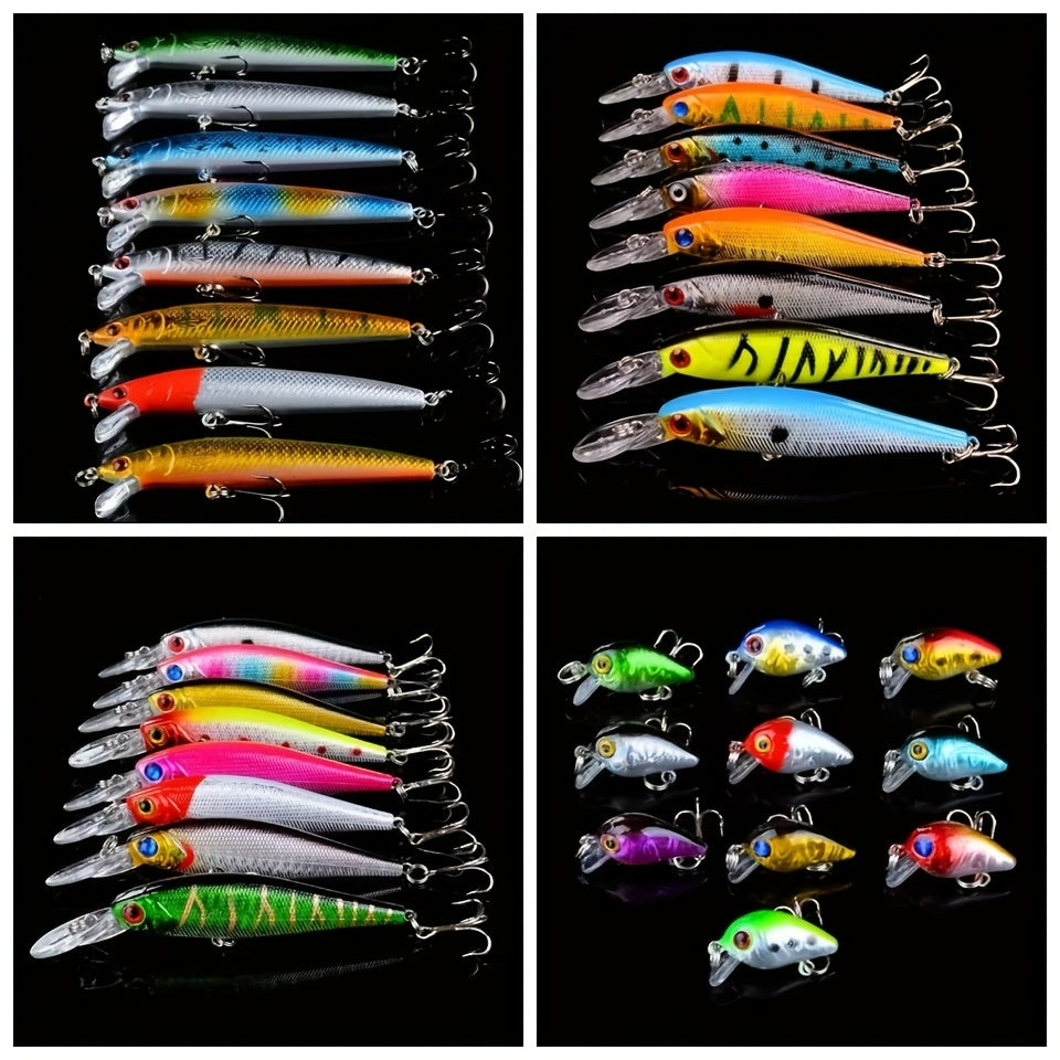 Bionic Minnow Fishing Lure Set 5pcs Hard Artificial Lures Random Color Patterns for Saltwater and Freshwater Bass Trout Pike Fishing Tackle Gift for Anglers