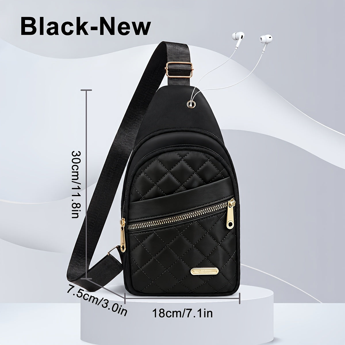 Quilted Sling Backpack Crossbody Bag – Adjustable Shoulder Strap Zipper Casual Daypack for Women Men Travel Everyday Use, Multiple Colors