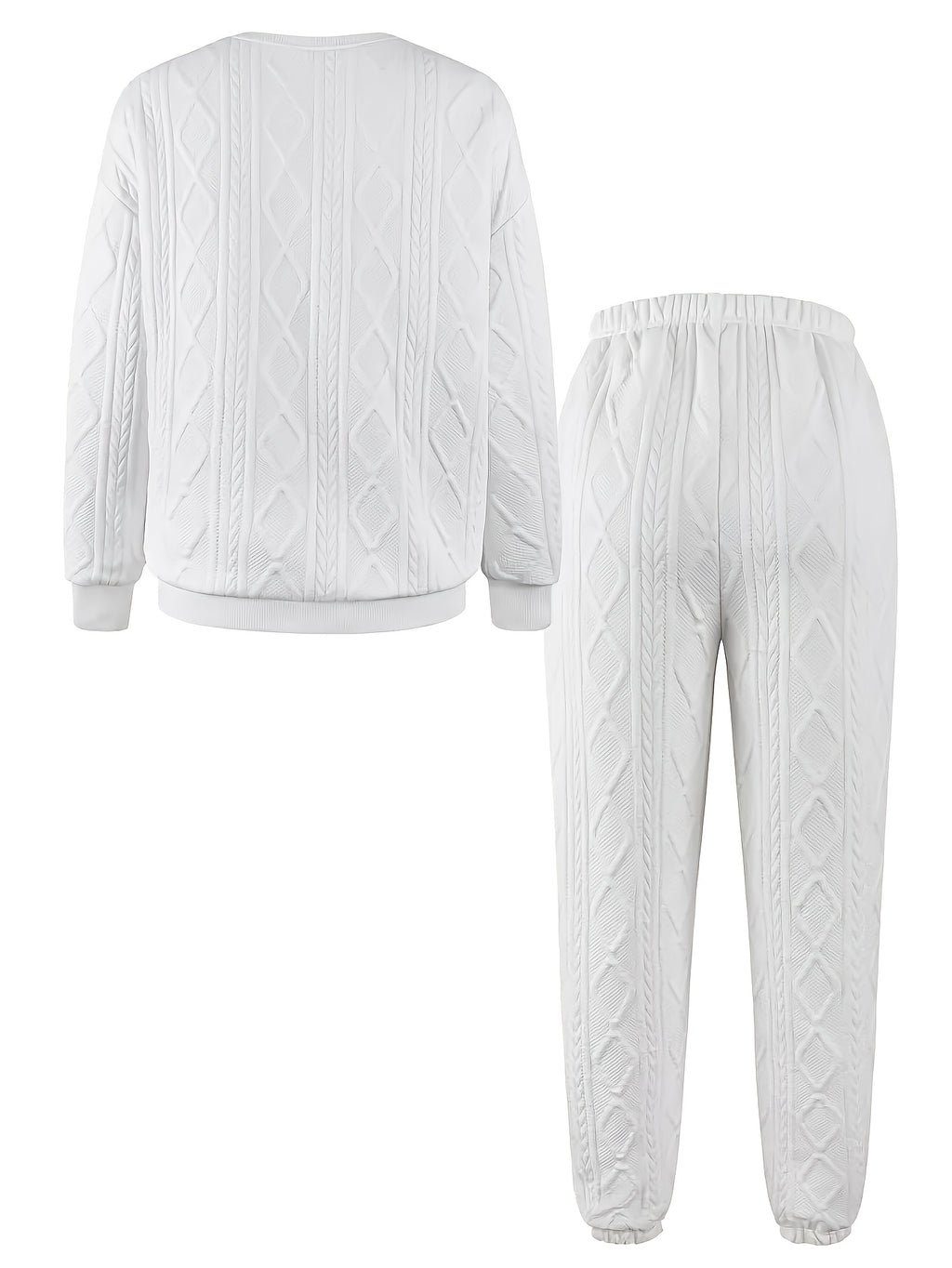 Women's 2-Piece Casual Tracksuit Set Jacquard Crewneck Long Sleeve Top and Sweatpants Breathable Soft Fabric for Lounge Workout Everyday Wear S M L XL XXL Multicolor