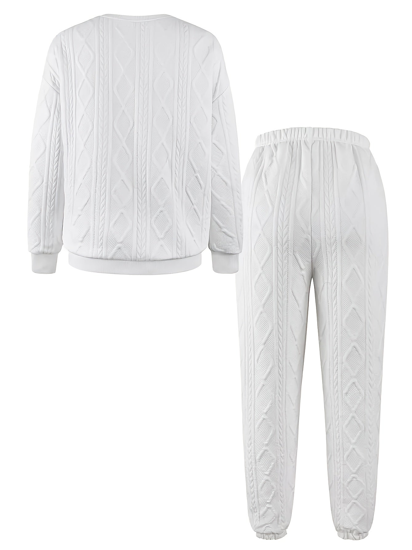 Women's 2-Piece Casual Tracksuit Set Jacquard Crewneck Long Sleeve Top and Sweatpants Breathable Soft Fabric for Lounge Workout Everyday Wear S M L XL XXL Multicolor