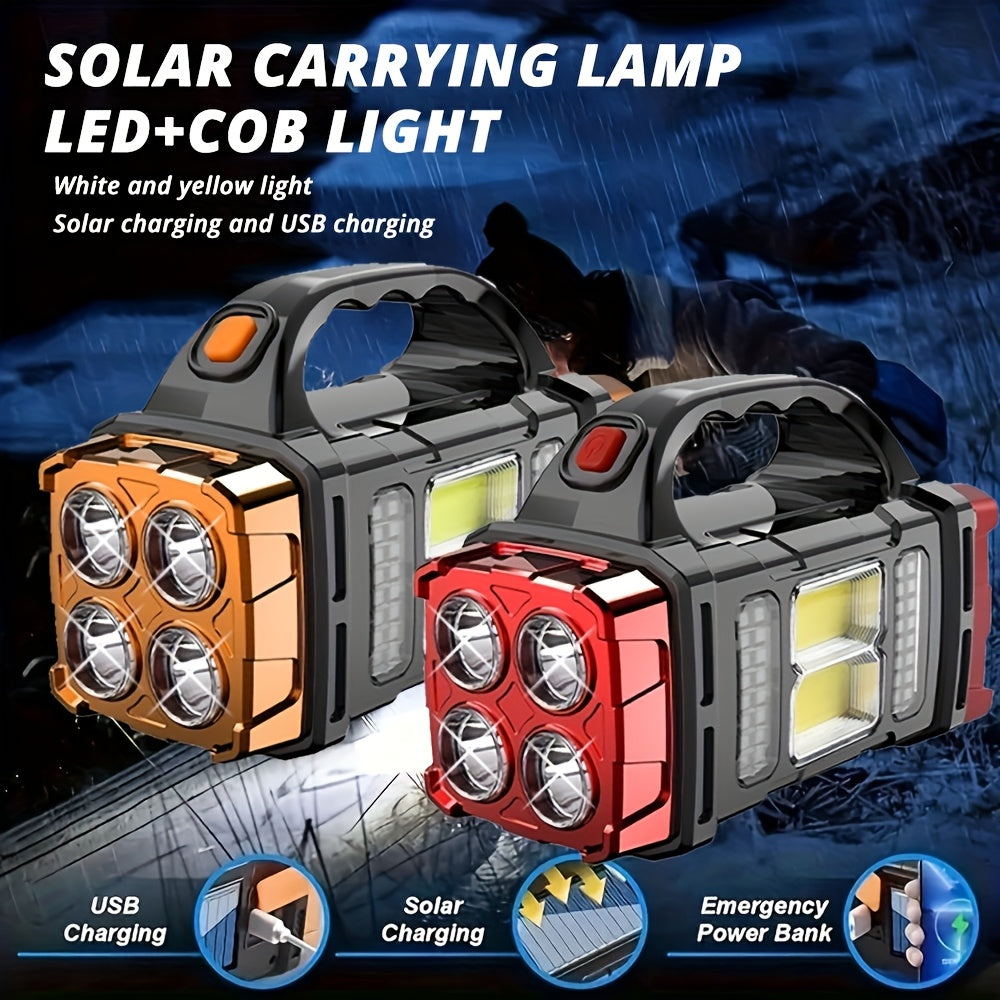 2-Pack Solar LED Flashlights Rechargeable USB-C Fast Charging High Lumen Tactical Flashlight Outdoor Camping Hunting Emergency Survival