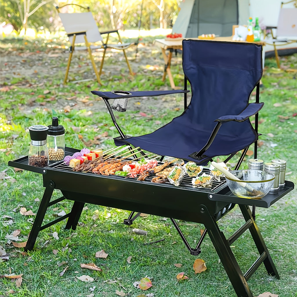 Folding Camping Chairs Set of 2 with Cup Holder & Storage Bag – Steel Frame Oxford Cloth Portable Outdoor Chairs for Camping, BBQ, Beach, Backyard & Tailgate
