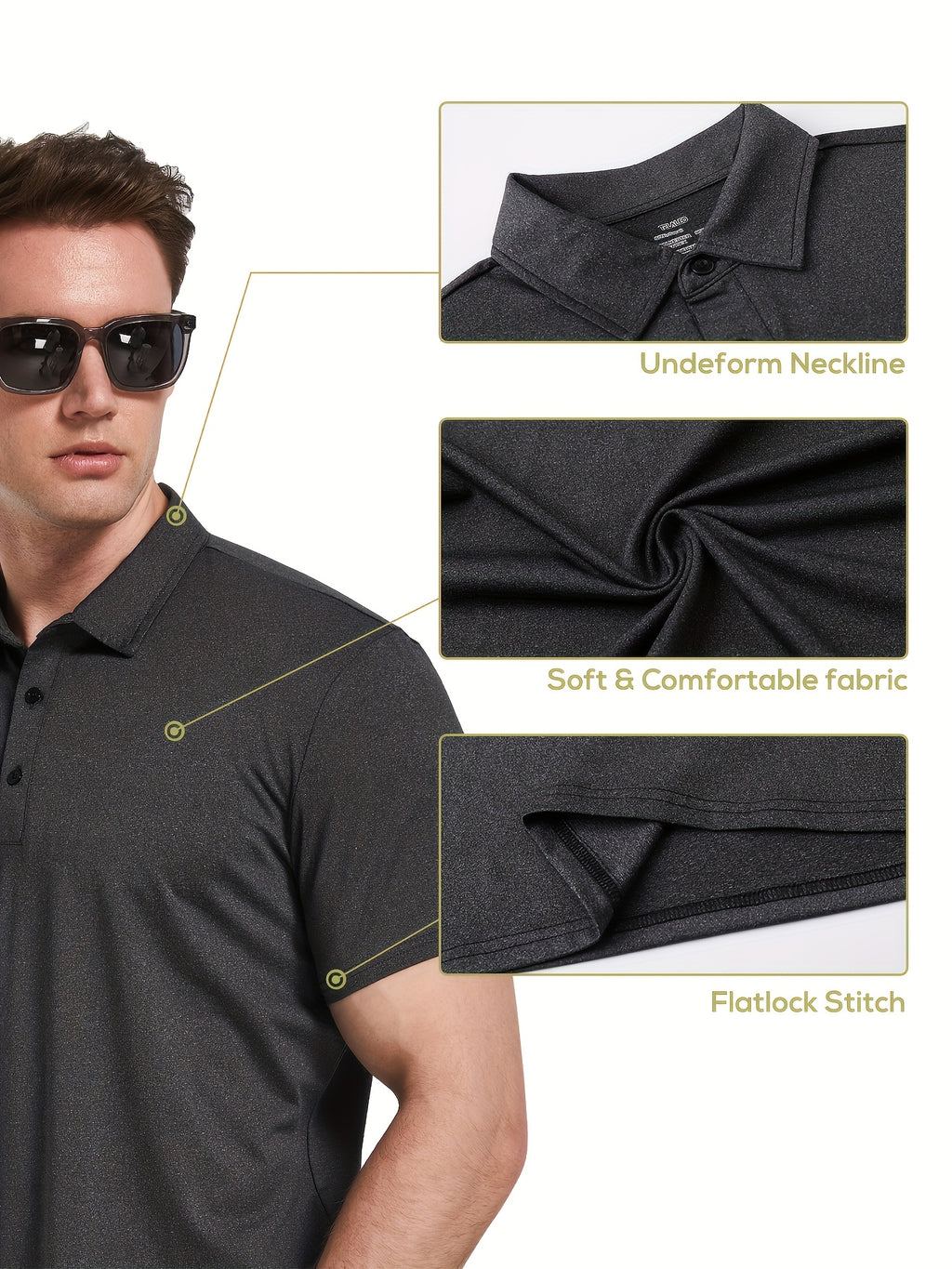 Golf Polo Shirts Men 5 Pack Moisture Wicking Short Sleeve Athletic Collared Performance Shirt Casual Stretch S-XXL Mix Colors