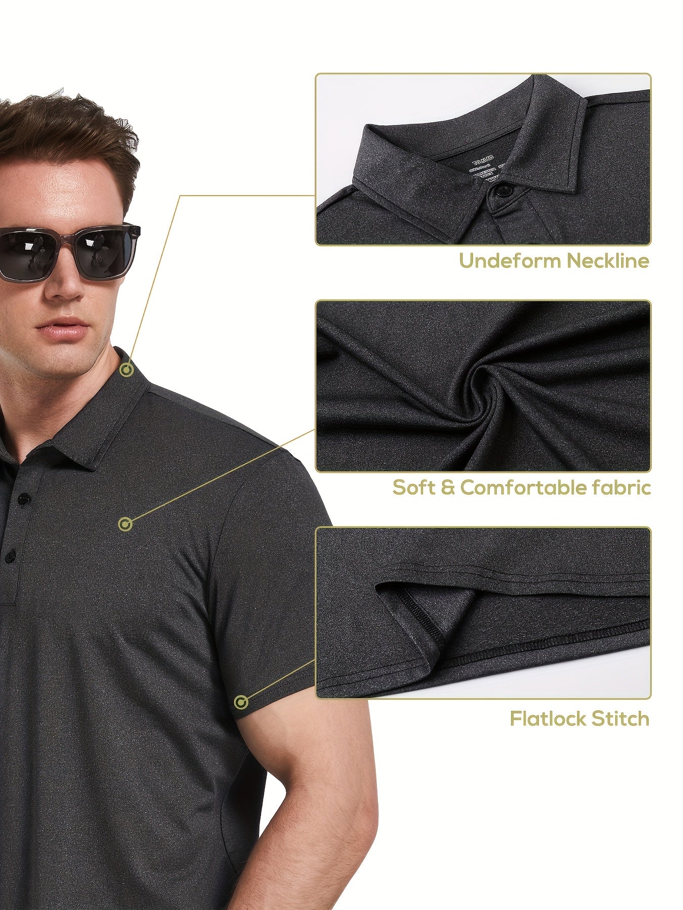 Golf Polo Shirts Men 5 Pack Moisture Wicking Short Sleeve Athletic Collared Performance Shirt Casual Stretch S-XXL Mix Colors