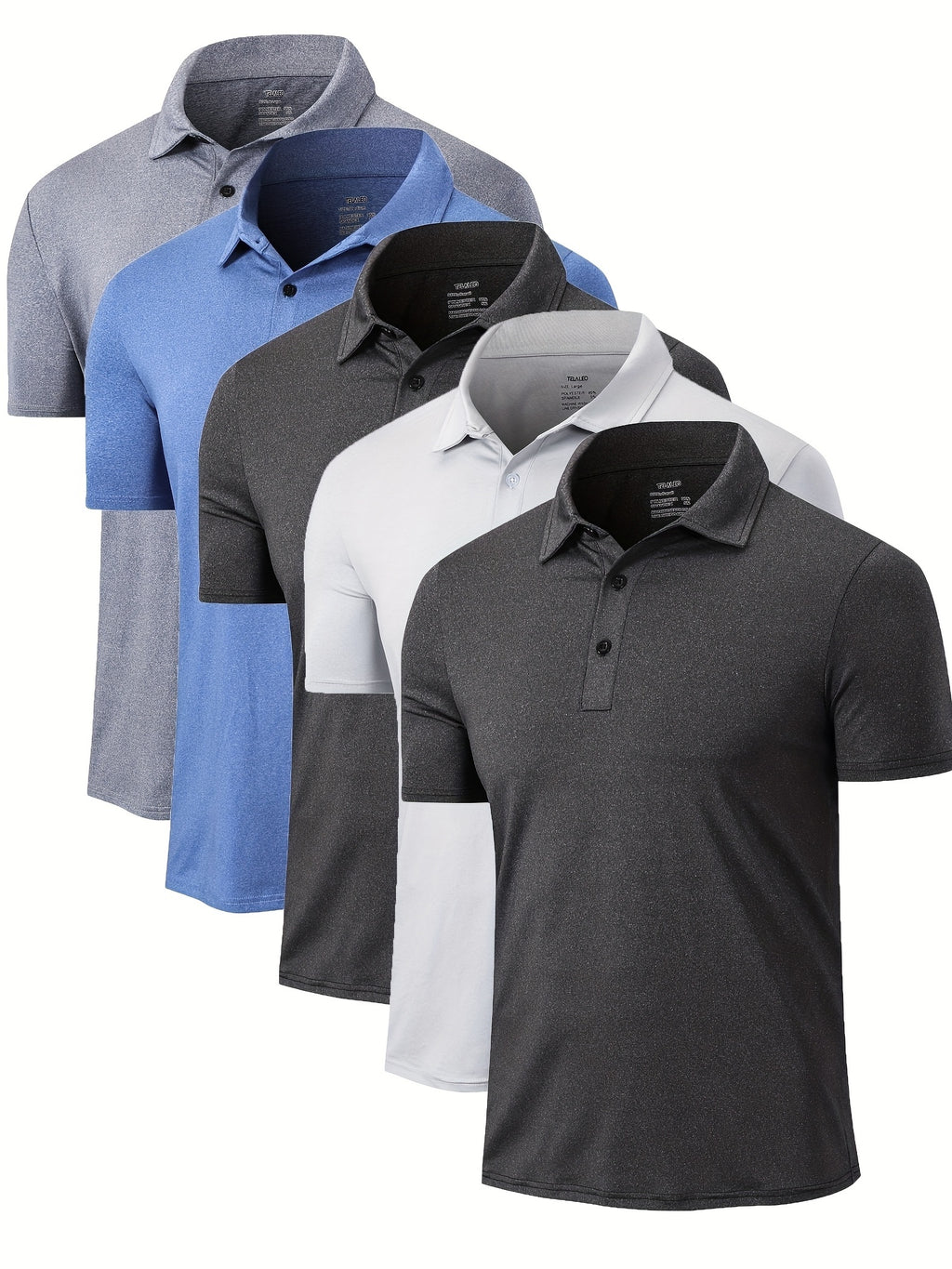 Golf Polo Shirts Men 5 Pack Moisture Wicking Short Sleeve Athletic Collared Performance Shirt Casual Stretch S-XXL Mix Colors