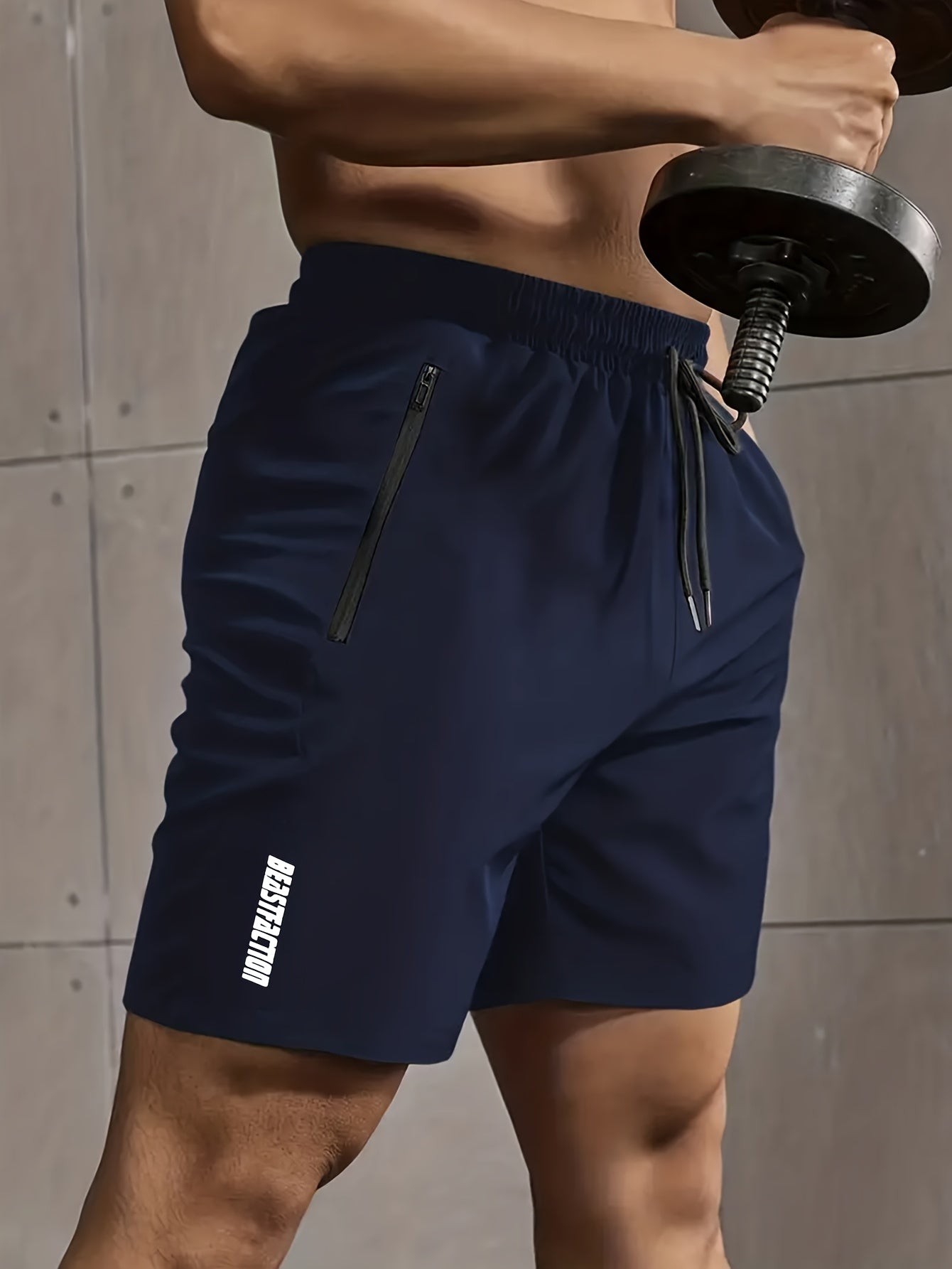 Men's Athletic Shorts 3-Pack with Zippered Pockets – Lightweight Polyester Gym Shorts, Elastic Drawstring Waist for Summer Fitness, Sports, Beach & Casual Outdoor Wear