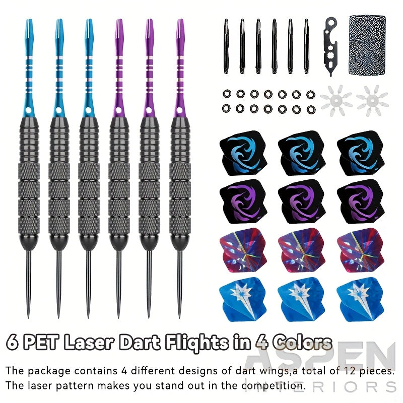 Steel Tip Darts Gift Set with Dart Flights Aluminum Alloy Shaft Skull Wings Indoor Outdoor Bar Club Game Competition Gift Box 6 or 12 Pack