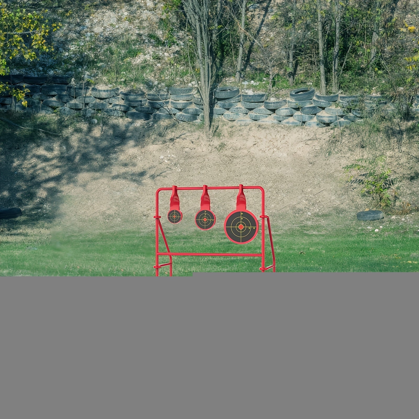 Rimfire Spinner Shooting Target with Stand Triple Spinner Foldable Steel .22LR Outdoor Shooting Practice with 15-Pack Bullseye Paper Targets