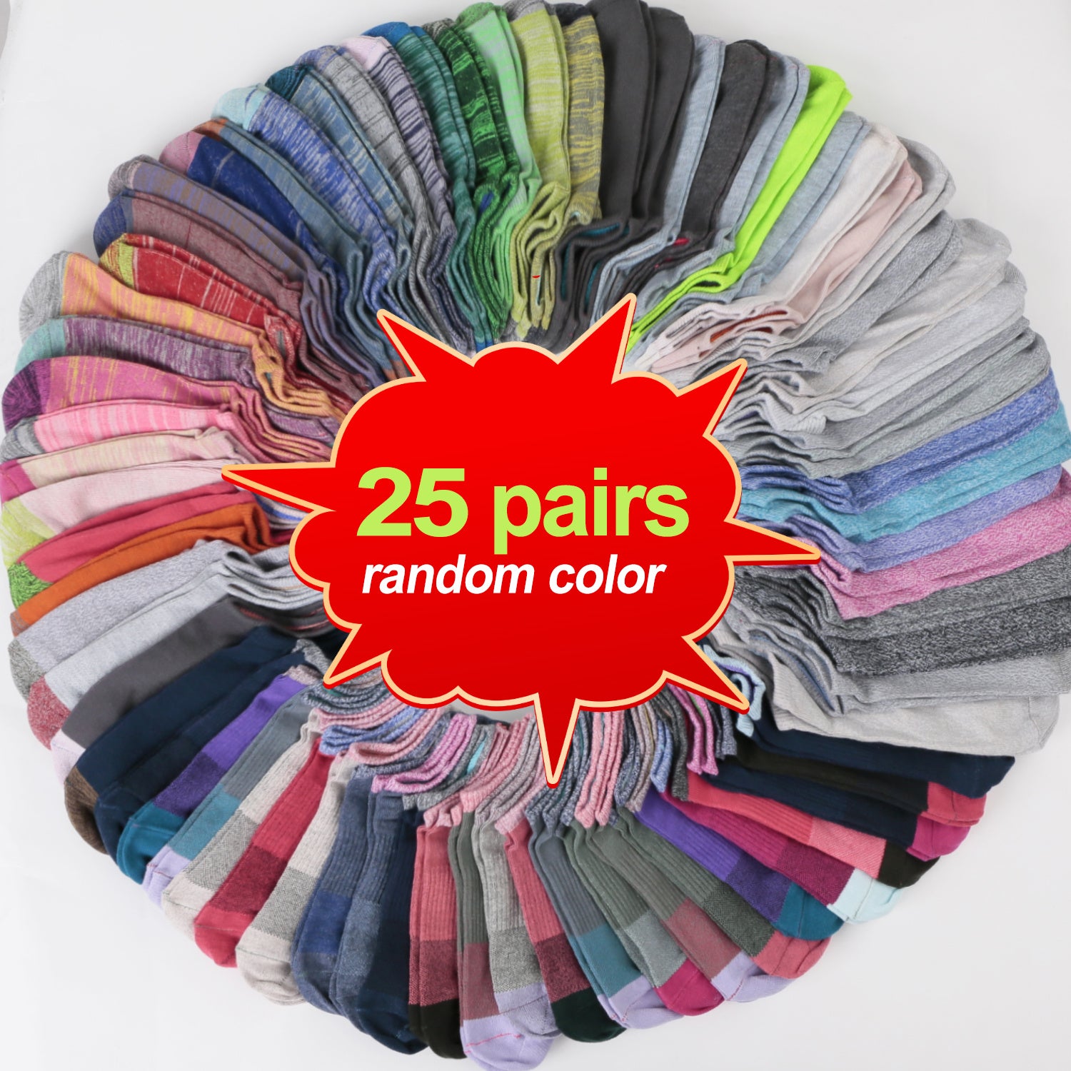Assorted Colorful Ankle Socks Bulk Pack – 25 or 60 Pairs Unisex Fun Socks for Men & Women, Moisture-Wicking Daily Wear, Gift Idea for Birthdays & Holidays