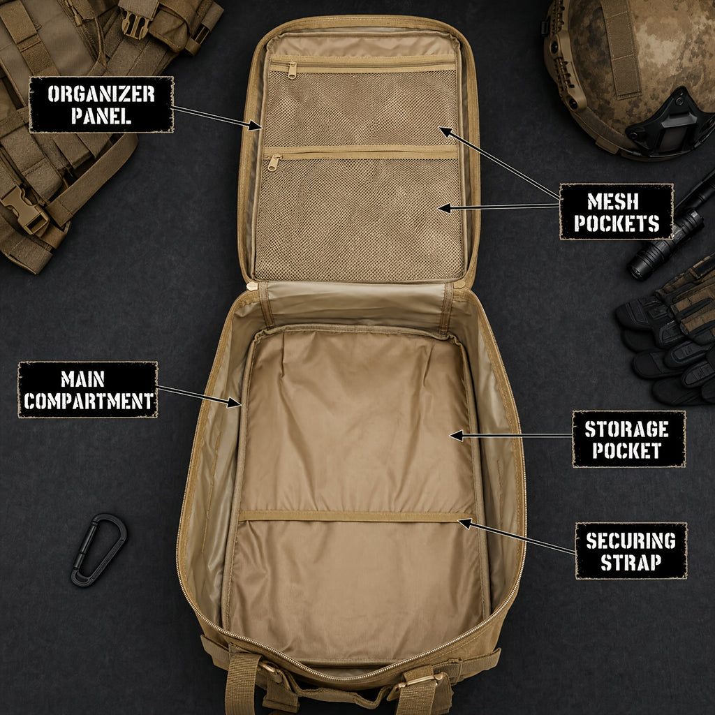 Tactical Backpack 45L MOLLE Rucksack 900D – 17" Laptop Compartment Multi-Pocket Expandable 3-Day Pack for Hiking Camping Traveling – Military Style Daypack Gift for Men Dad
