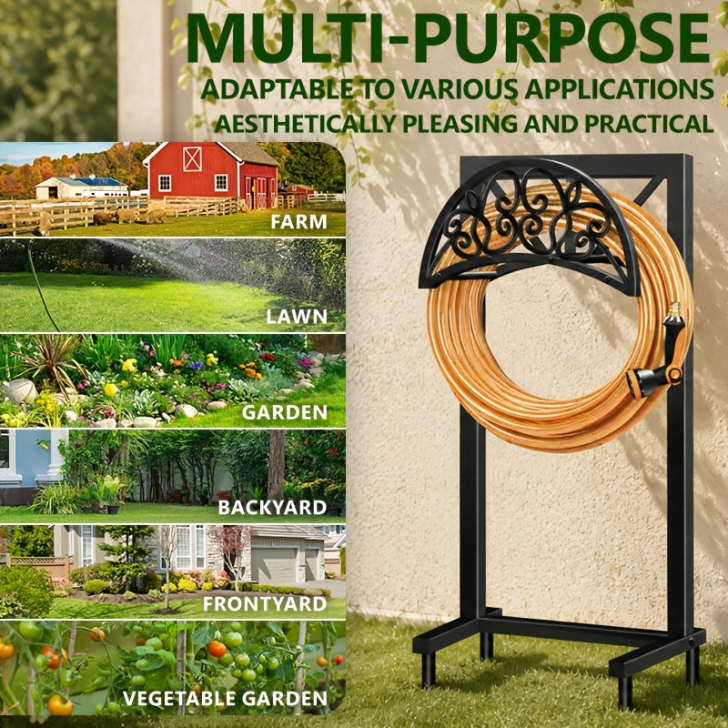 Garden Hose Holder Freestanding – Heavy-Duty Metal Hose Rack with Ground Spikes, Rust-Resistant, Detachable Organizer for Outdoor Lawn, Patio & Garden Beds | Multiple Styles