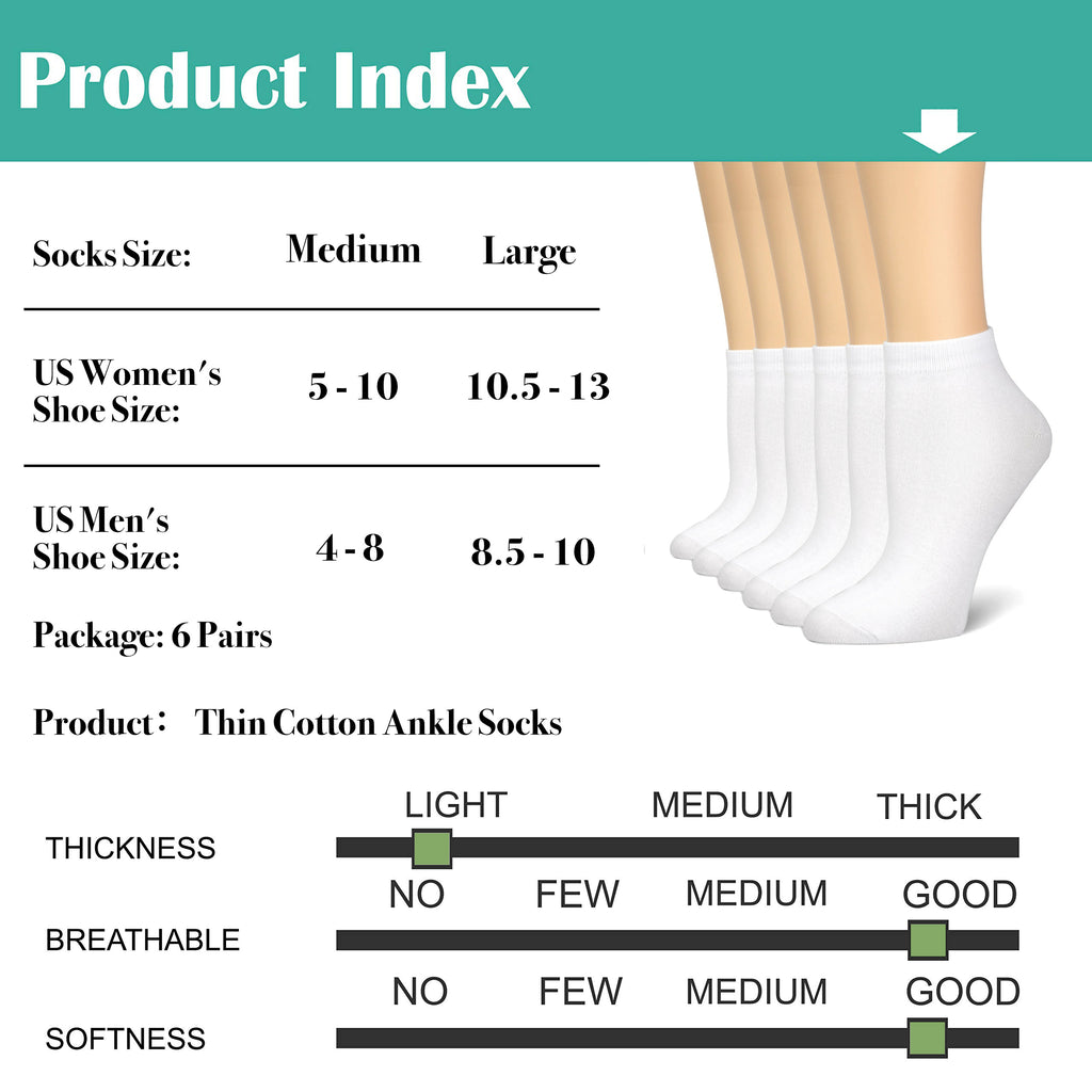 Athletic Cotton Ankle Socks 12-Pack for Men Women – Low Cut Breathable Moisture-Wicking Running Sport Socks, Reinforced Heel & Toe, White Black Mixed, Sizes 9-11 & 10-13