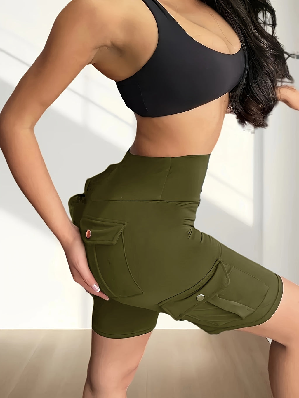 High Waist Yoga Shorts for Women with Pocket Athletic Sports Workout Running Shorts Soft Stretch S-XXL