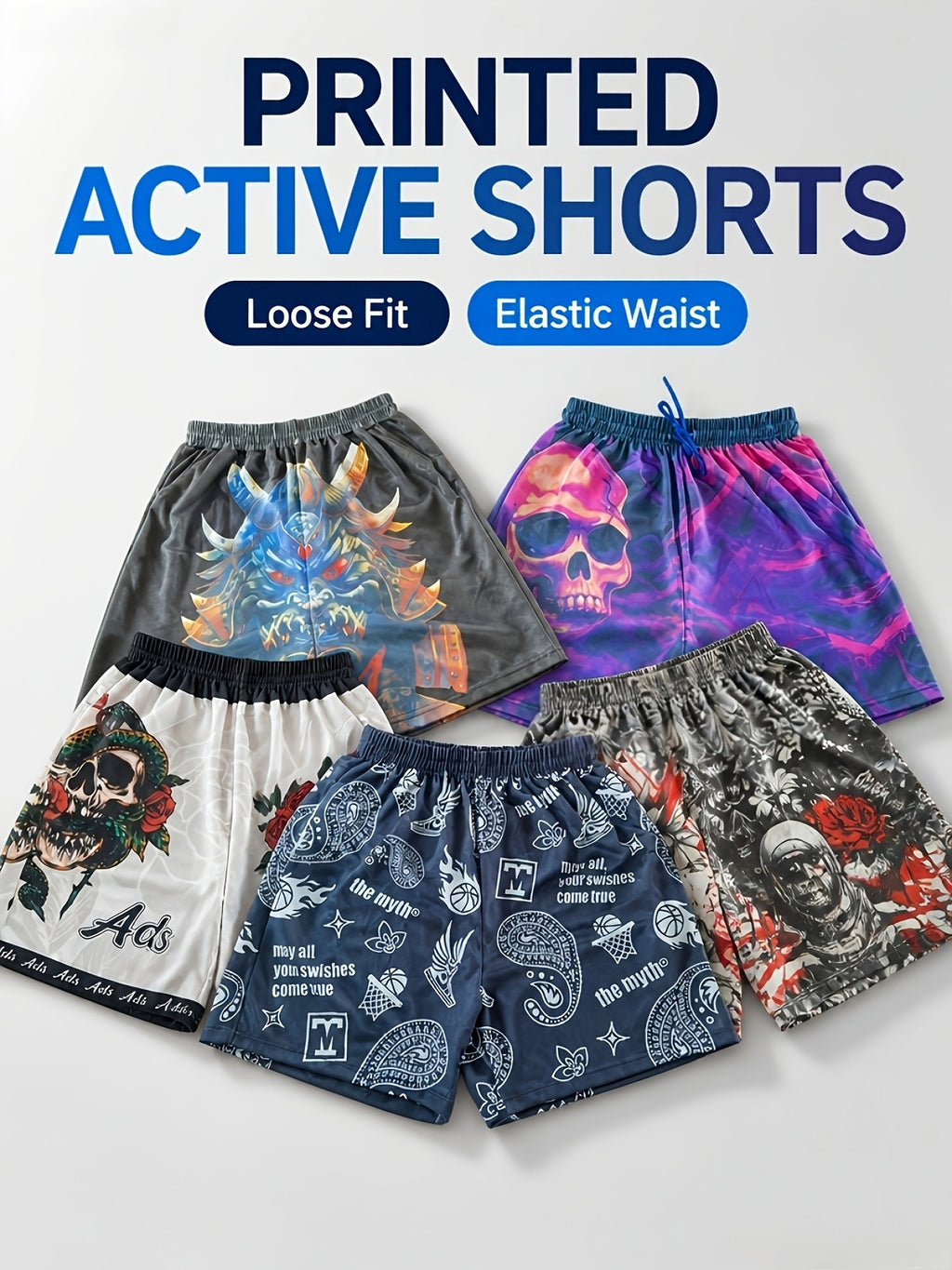 Men's Quick Dry Mesh Shorts 5 Pack Casual Athletic Drawstring Elastic Waistband Micro Stretch Workout Running Gym Shorts S-XXXL Multi Color