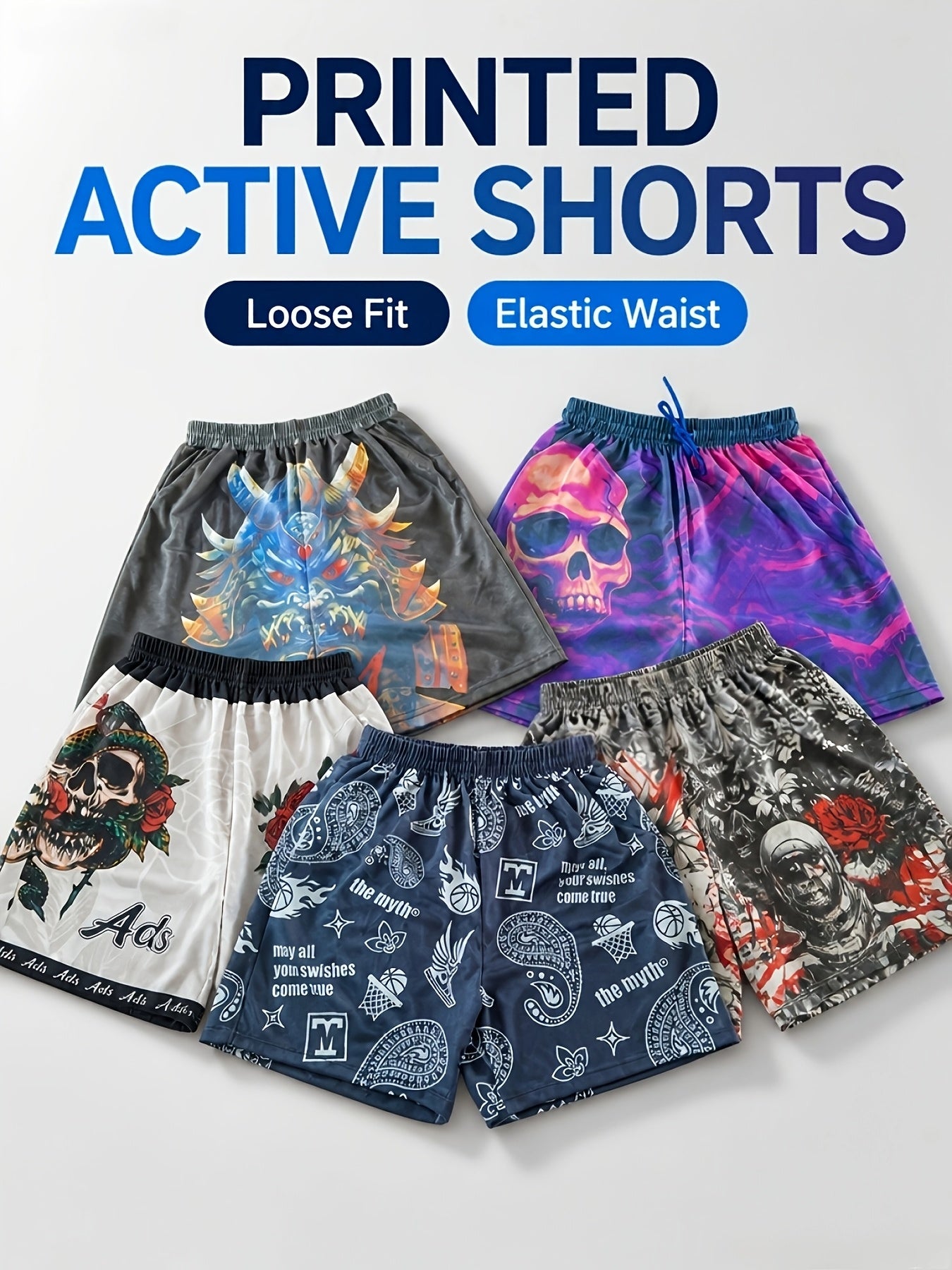 Men's Quick Dry Mesh Shorts 5 Pack Casual Athletic Drawstring Elastic Waistband Micro Stretch Workout Running Gym Shorts S-XXXL Multi Color