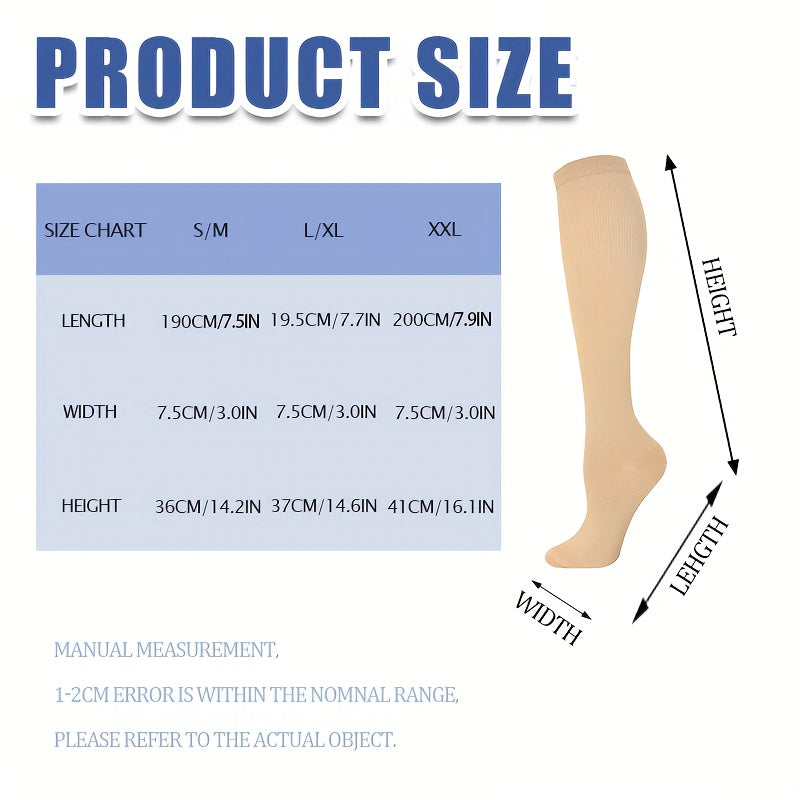 Compression Socks 8-Pair Set Knee High – Breathable Graduated Support for Nurses, Running, Hiking, Travel & Pregnancy | Unisex Men & Women | Black & Beige | S–XXL