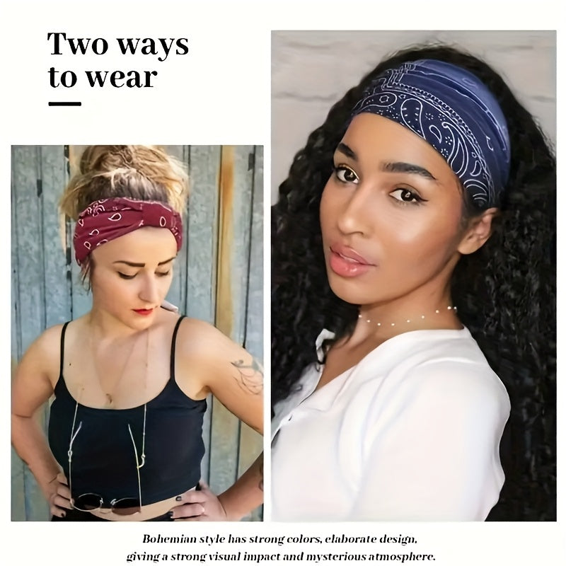 Boho Headbands for Women Set of 6 – Anti-Slip Elastic Bohemian Hair Bands for Running, Yoga, Sports & Everyday Wear, Breathable Comfortable Hair Accessories, Perfect Gift
