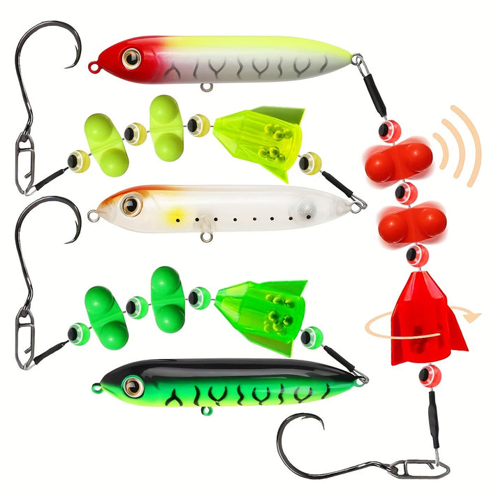 Santee Cooper Catfish Rig 3-Pack with Rattler Float – Pre-Assembled Chunky Catfishing Rigs, 3D Eyes, Steel Wire, Catfish Floats for Lake River Shore Bank Fishing