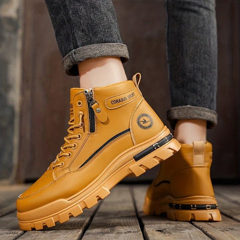 Men's Hiking Boots High Top Waterproof Zipper Closure Slip-Resistant Rubber Sole – Durable Outdoor Boots for Hiking Mountaineering Trail Walking US 6.5-12