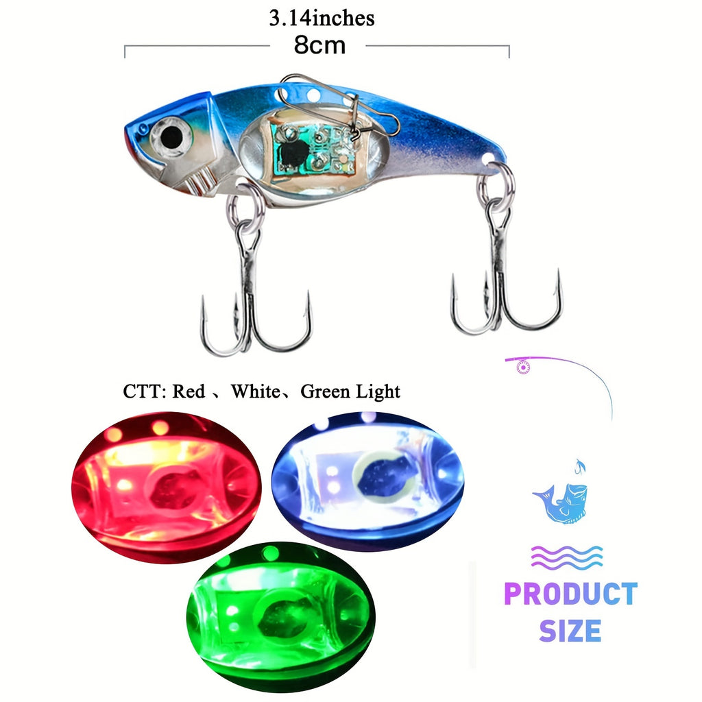Electronic LED Fishing Lure with Sound & Vibration - Aluminum Alloy Fish-Shaped Bait Attracts Fish from 500M, Outdoor Fishing Gift for Enthusiasts (2/3/4pcs)