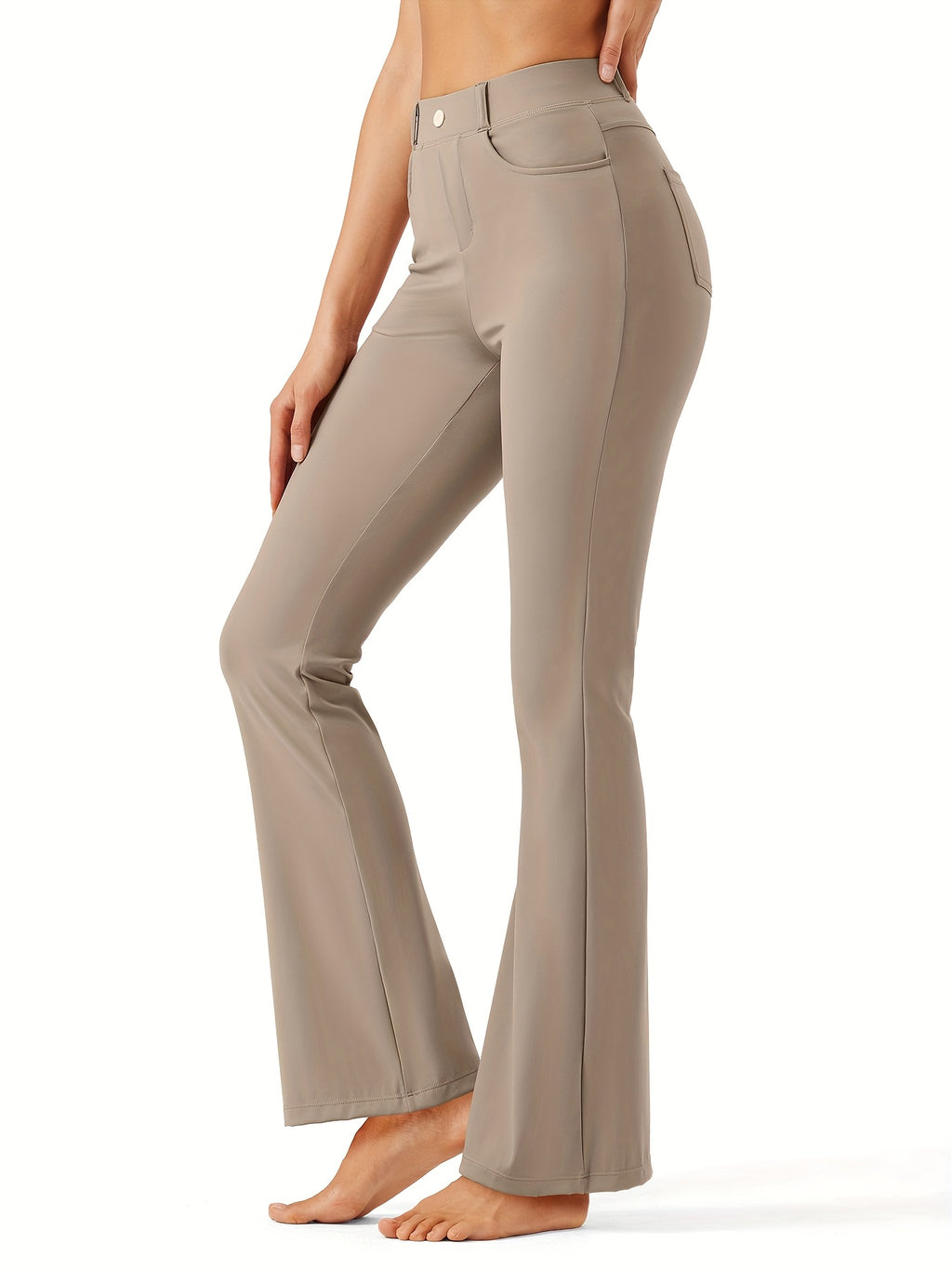 Women's Flare Leg Yoga Pants with 4 Pockets – High Waist Tummy Control Stretch Work Dress Slacks, Soft Nylon Spandex Fabric for Yoga Office Casual Daily Wear, S-XXL