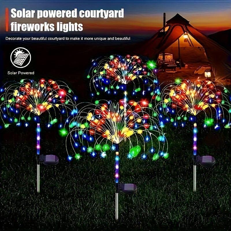 Solar Firework Lights Outdoor 8-Pack – 480 LED, IP65 Waterproof, 8 Lighting Modes, Solar Powered Stake Lights for Garden, Lawn, Pathway & Patio | Christmas, Halloween & Holiday Decor