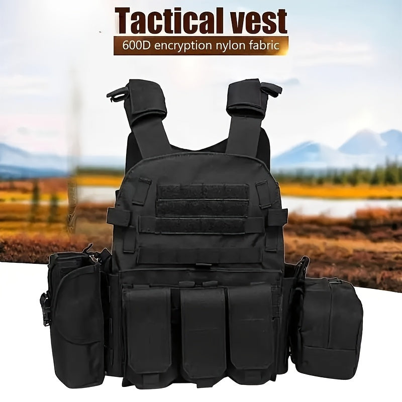 Tactical MOLLE Vest 6094 Multi-Functional Plate Carrier for Men - Outdoor Combat Training CS Airsoft Paintball Hunting Vest - Adjustable Military Green Black Army Green Brown Mud Color