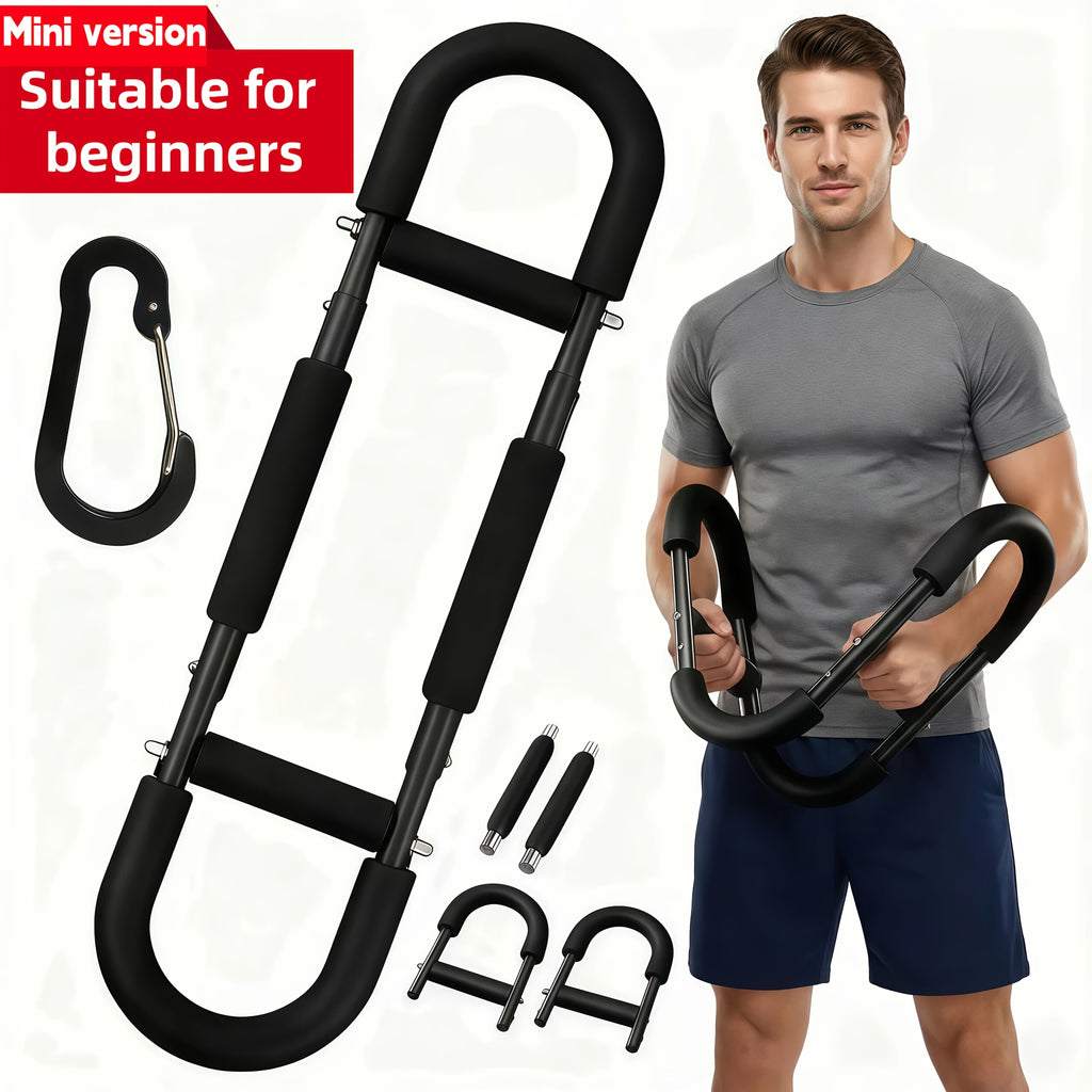 Arm Training Spring Exercise Bar 3-Speed Adjustable Resistance – Forearm Triceps Chest Exerciser Detachable Portable Home Gym Fitness Equipment – Upper Body Strength Trainer for Men & Women