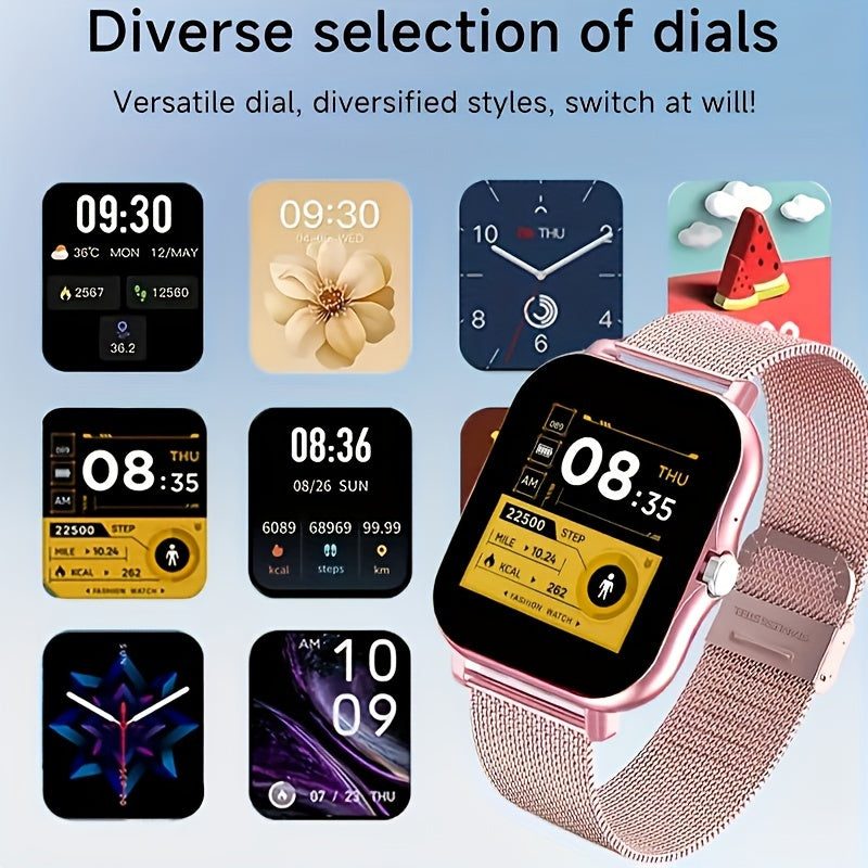 Smartwatch Full Touch Screen Wireless Calling Multi-Sport Modes Music Control Magnetic Charging Compatible with iPhone Android Men Women Fashion Sports Watch
