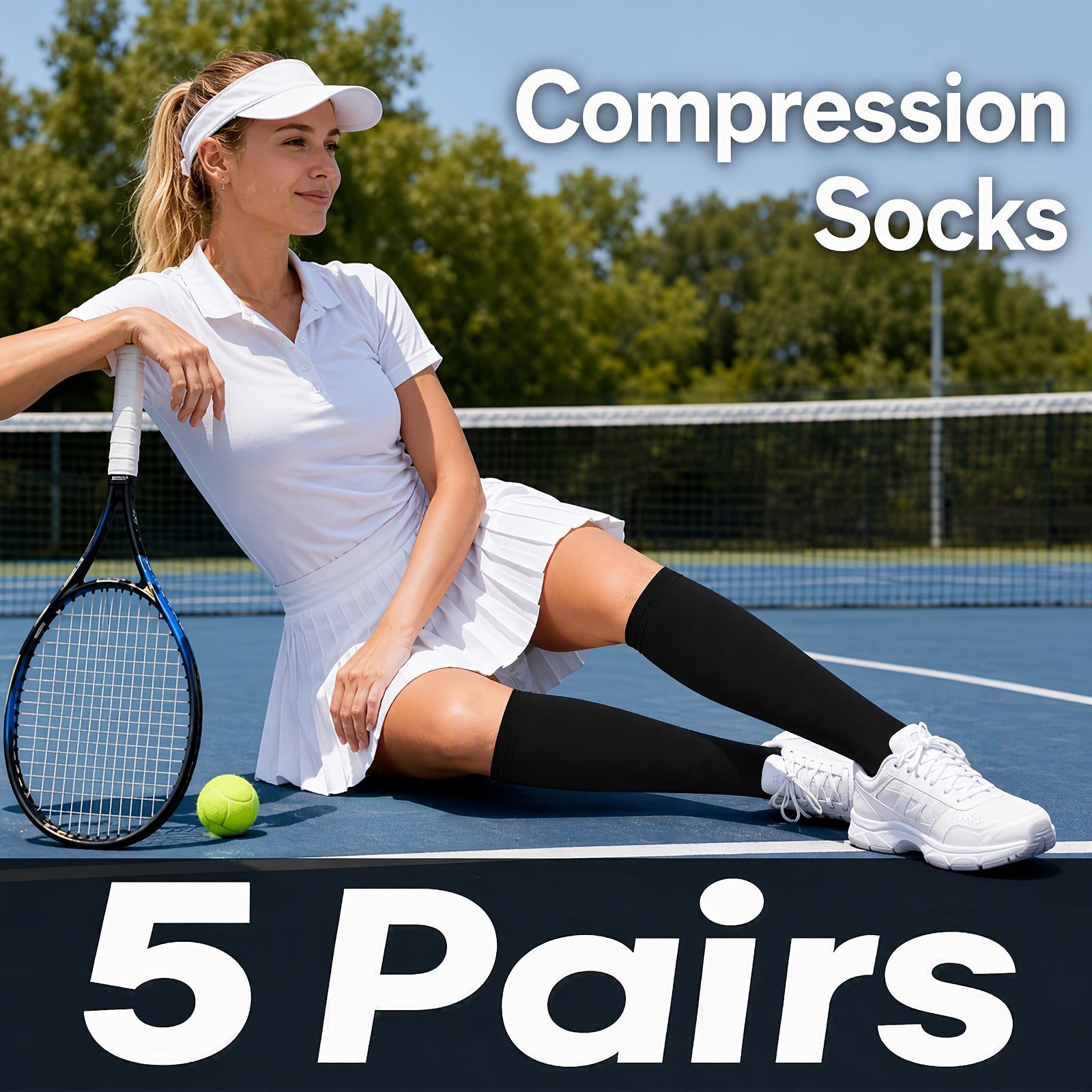 Copper Compression Socks 5 Pairs for Women & Men – Best for Running, Hiking, Cycling, Travel & Sport, Sizes S/M/L/XL/XXL, Black, All-Day Comfort & Circulation Support