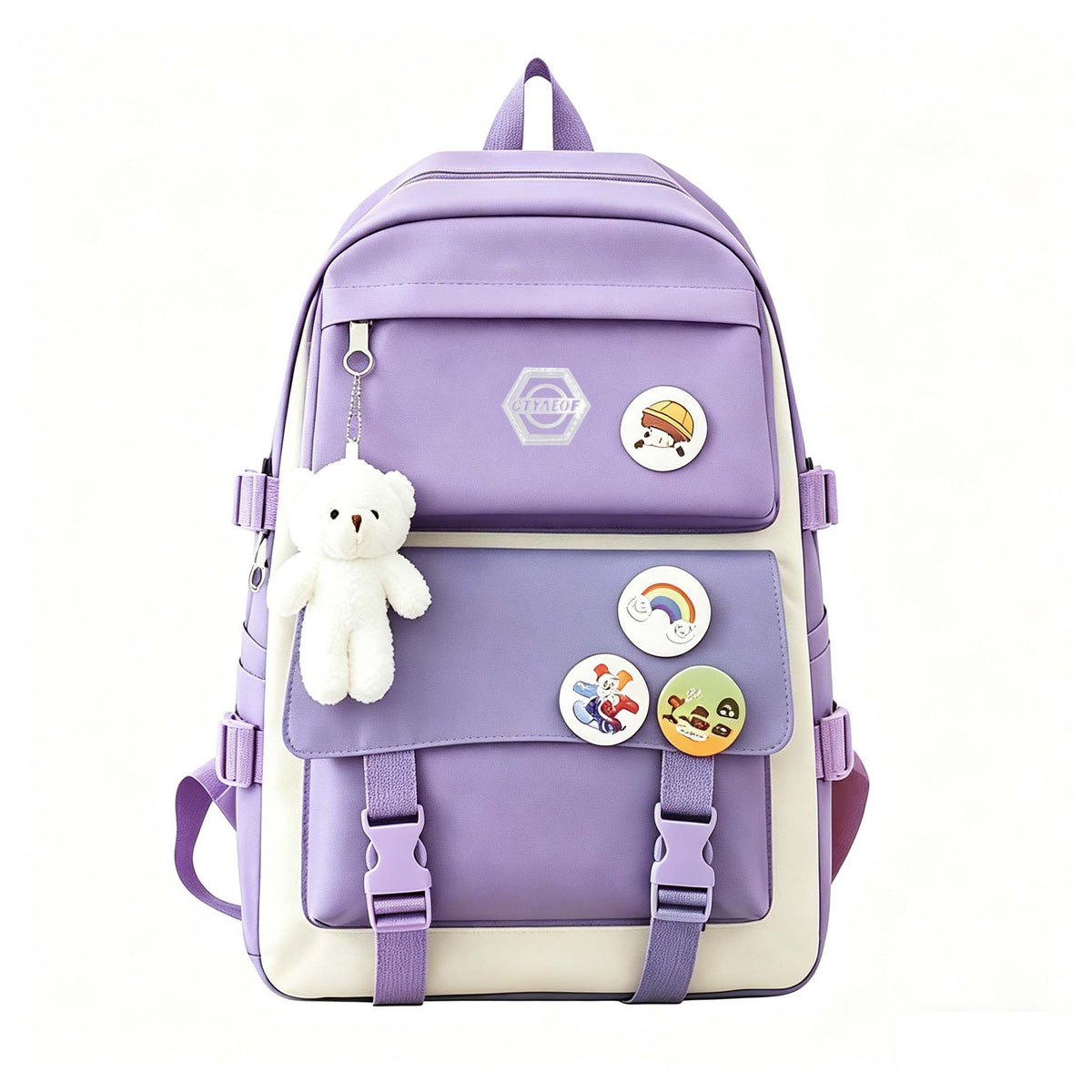 5-Piece School Backpack Set for Girls & Boys – Cute Bookbag with Tote Bag, Pencil Case & Coin Purse, Durable Student Daypack with Zipper Closure & Adjustable Straps for School, Travel & Hiking