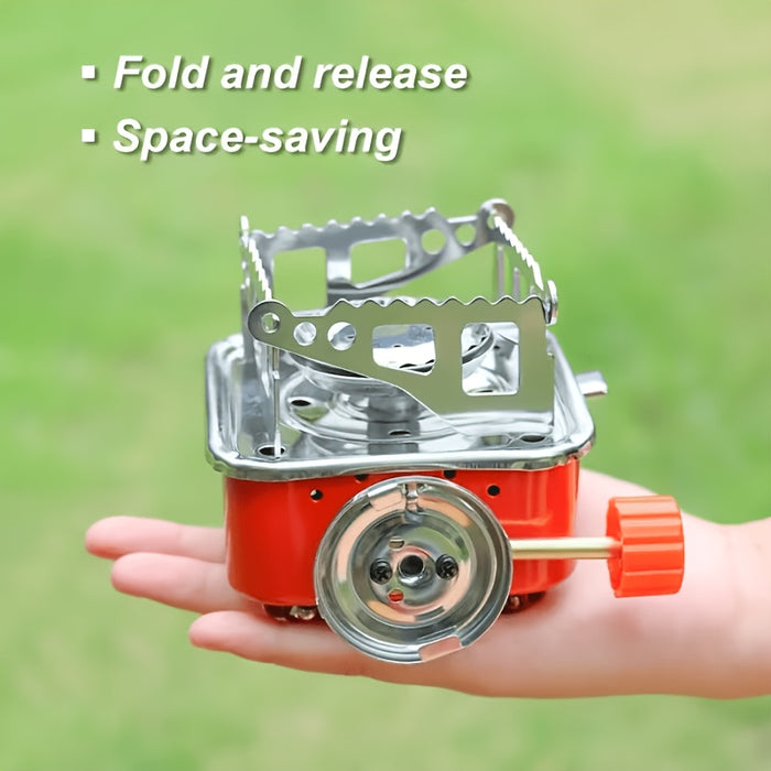 Stainless Steel Mini Folding Camp Stove – Portable Windproof Butane Gas Stove with Adjustable Flame for Camping, Hiking, Picnics & Outdoor Cooking