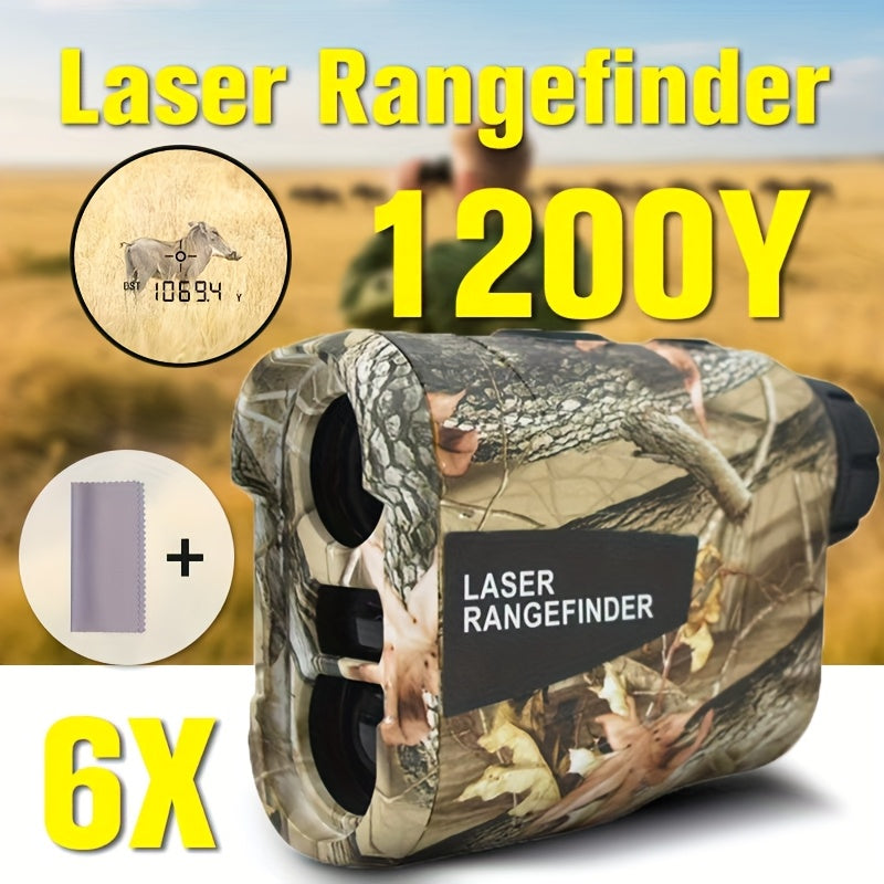1200 Yard Laser Rangefinder 6X Camo Rechargeable – Golf & Hunting Range Finder with Flagpole Lock, Trajectory Compensation, Speed & Altitude Measurement