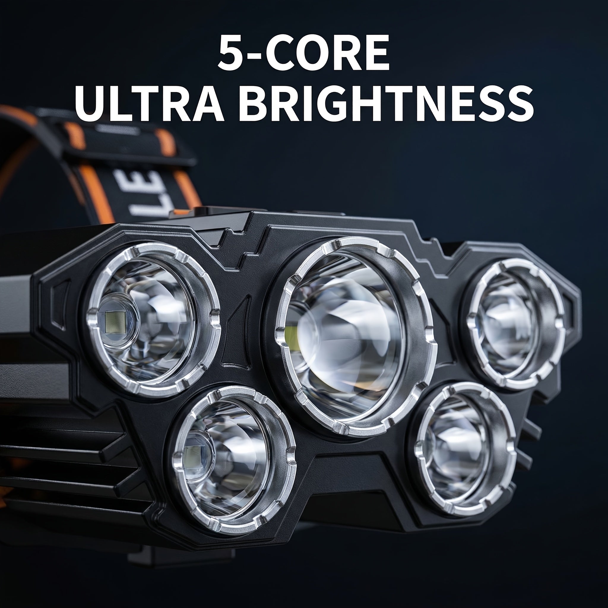 2-Pack USB Rechargeable LED Headlamp 5-LED 4-Mode IP44 Waterproof Hands-Free Head Light for Camping Hiking Night Running Car Repairs Outdoor Work Emergency