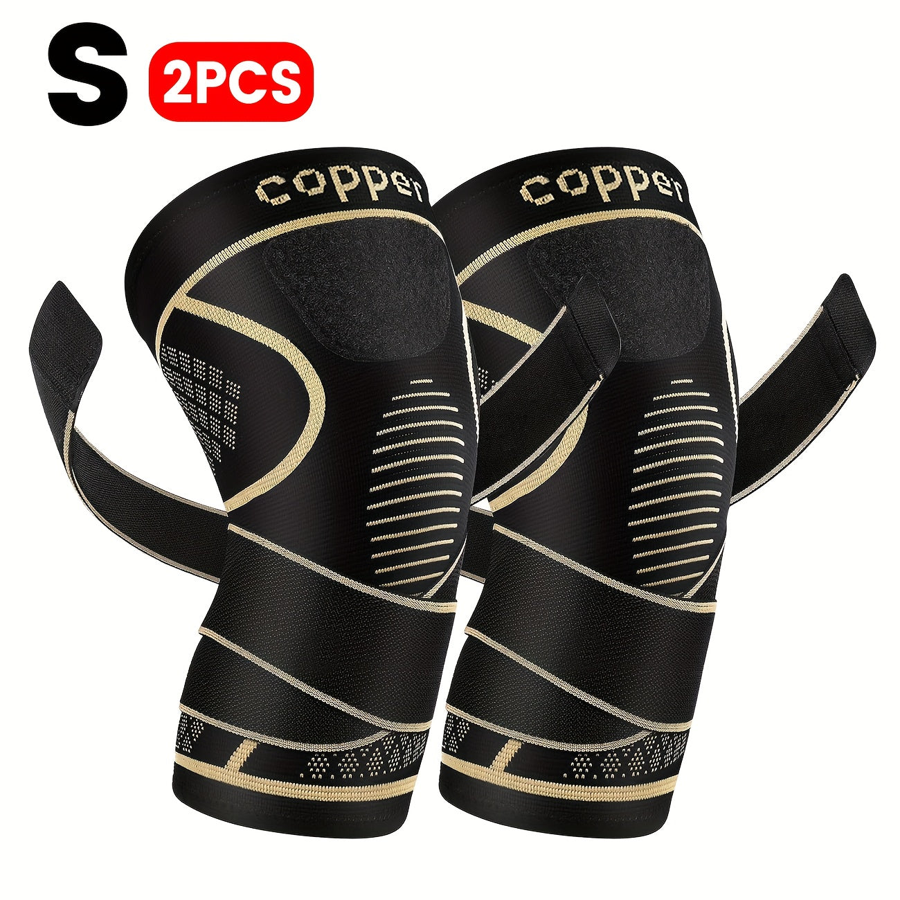 Copper Fiber Compression Sleeve 2 Pack – Elastic Breathable Knee & Elbow Pads for Cycling, Running, Hiking, Fitness & Ball Sports, Closed-Type Joint Support, Sizes S-XL