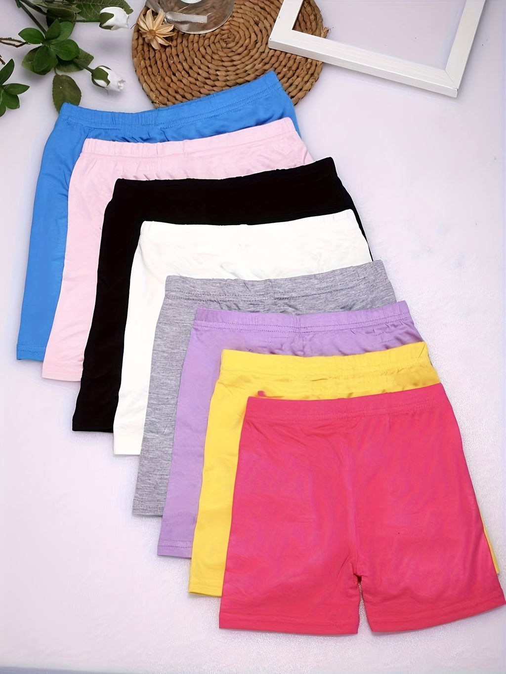 Girls Bike Shorts 8-Pack Cartwheel Shorts for Girls Toddler Under Dress Dance Biker Shorts - Soft Modal Multicolor Kids Shorts for School Beach Party - Sizes 2-3Y to 9-10Y