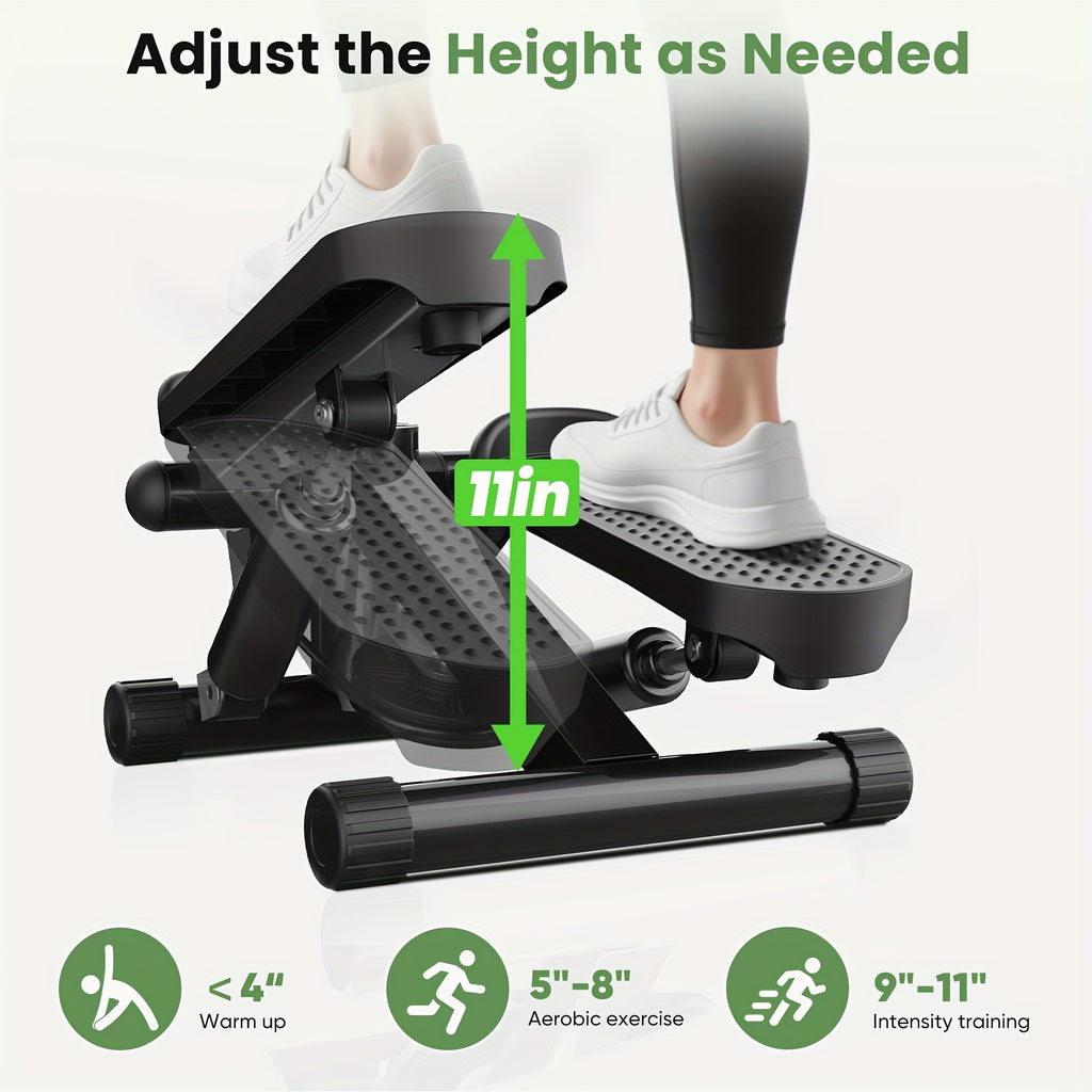 Mini Exercise Stepper Machine with Resistance Bands Portable Twist Stair Stepper Home Workout 300 lbs Full Body Cardio Trainer Blue Black Silver
