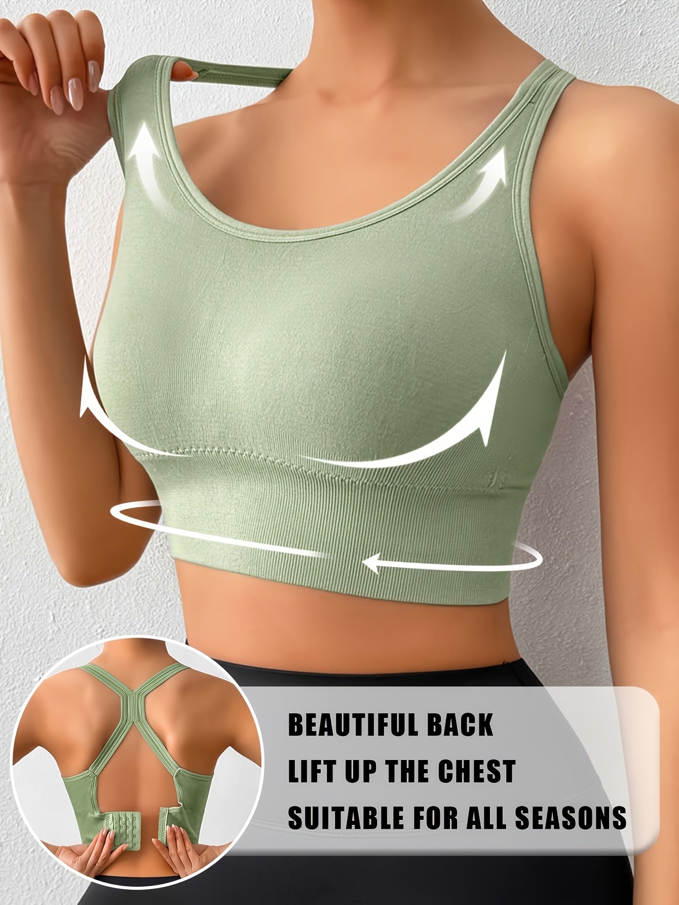 Women's Posture Corrector Racerback Sports Bra – Wireless Push Up Back Support Bra, Breathable Seamless Activewear for Yoga, Gym & Daily Wear M-XXL