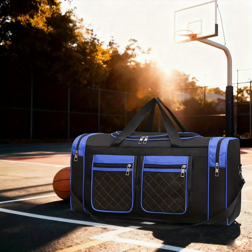 Large Capacity Duffel Bag Heavy Duty – Multi-Pocket Gym Travel Camping Outdoor Bag with Adjustable Strap for Men Women Black Blue Red