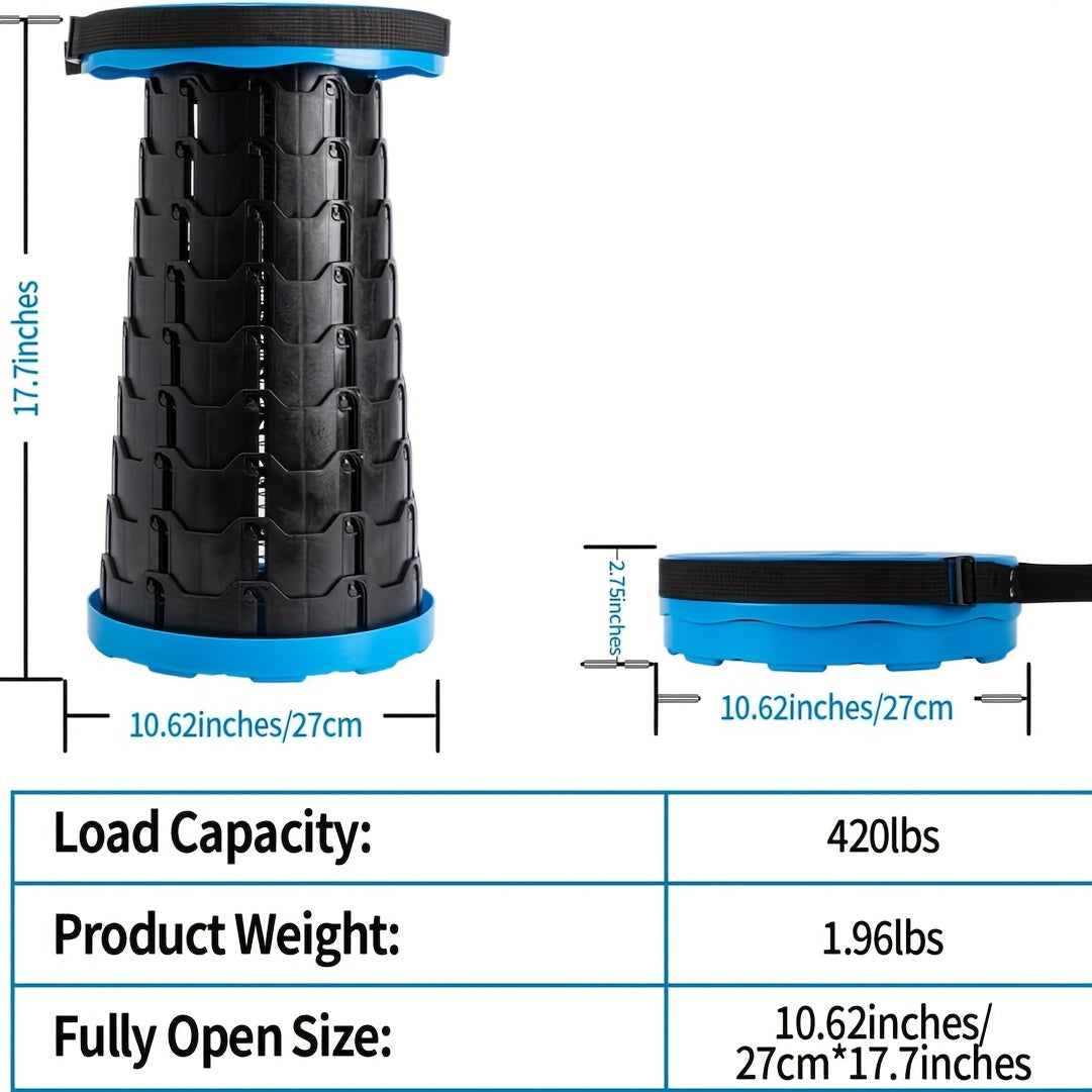 Portable Folding Telescopic Stool 400 Lbs Capacity – Lightweight Foldable Seat for Outdoor Camping Fishing Hiking Indoor Kitchen Use