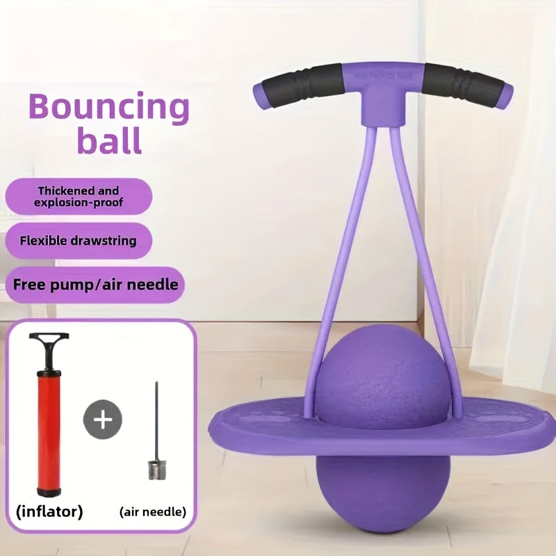 Fitness Bounce Ball High Elasticity Hopper Ball with Handle Durable Wear-Resistant Thick Load-Bearing for Adults Teens Ages 14+ Outdoor Fun Exercise Purple Red Blue