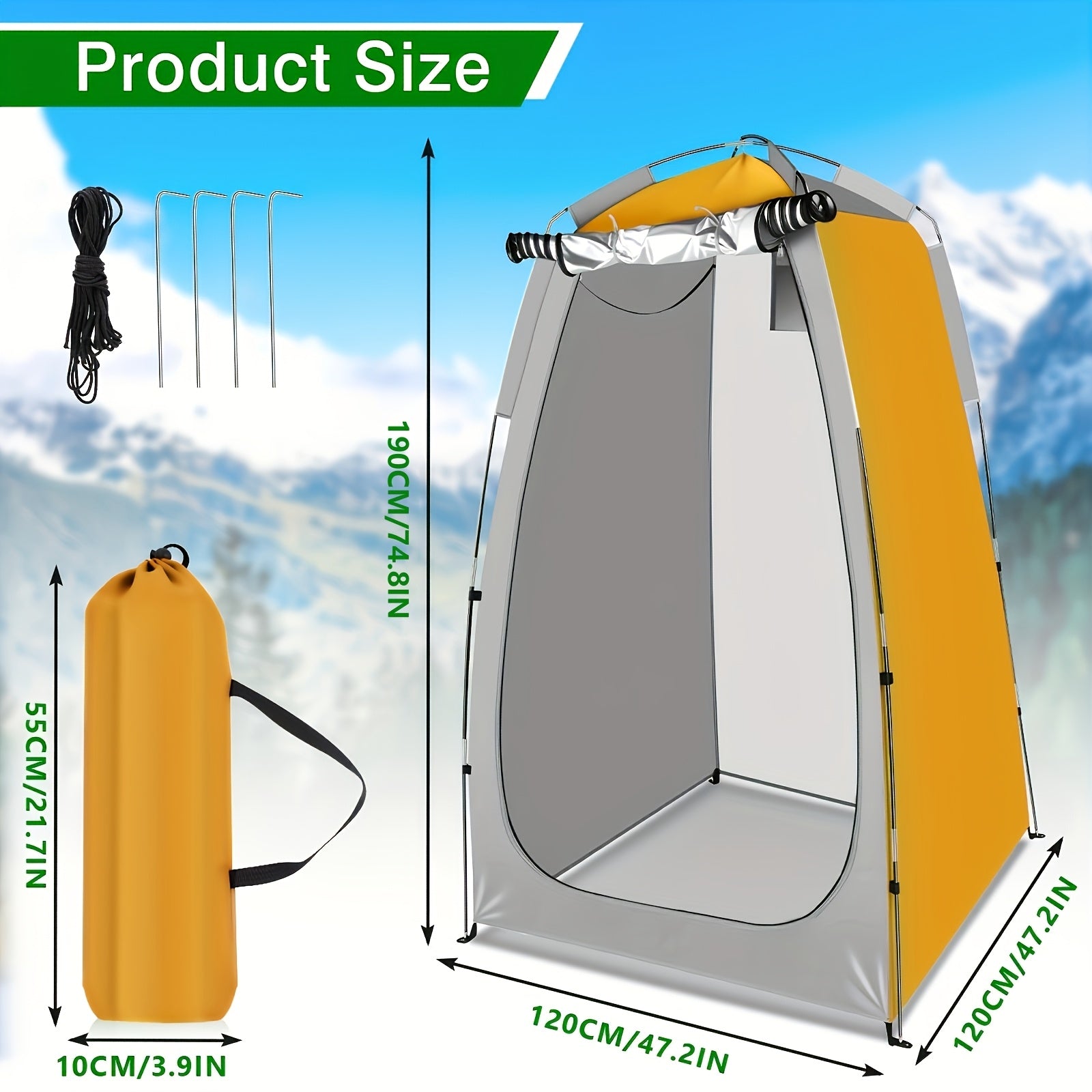 Portable Privacy Shower Tent for Camping – Outdoor Changing Room, Toilet Shelter & Shower Enclosure for Hiking, Beach, Backpacking & Campsite Use
