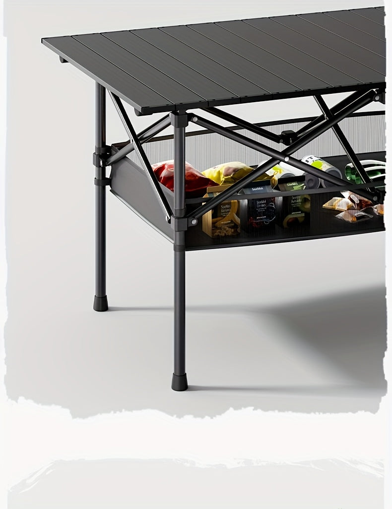 Portable Camping Picnic Table with Carry Bag – Foldable Roll-Up Outdoor Table for Beach, Backyard, Barbecue, Patio & Picnic