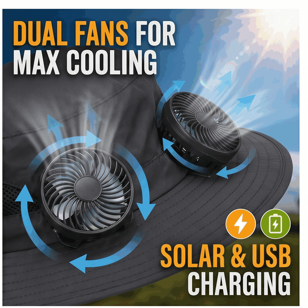 Solar Powered Fan Hat Wide Brim UV Protection with Built-In Fan USB Charging Lightweight Outdoor Sun Hat for Fishing Hiking Camping Men Women