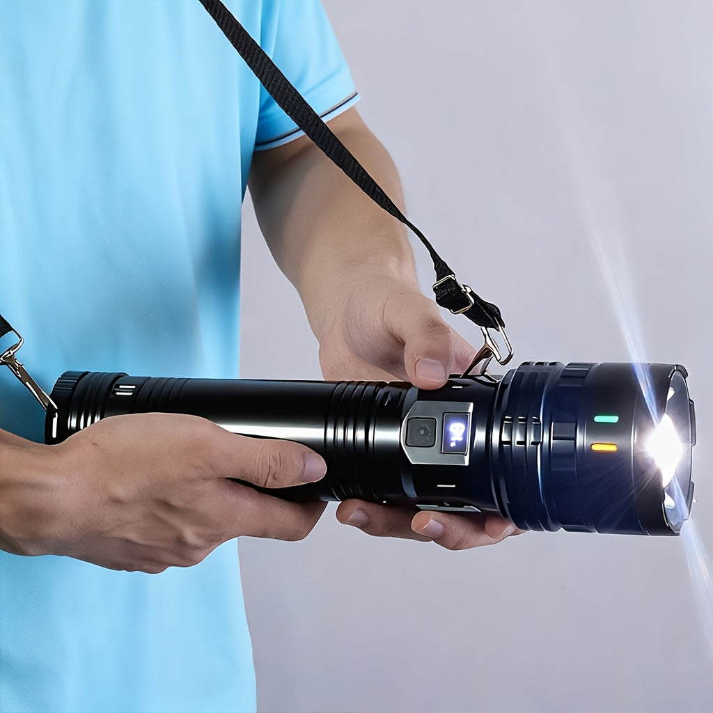 Tactical LED Flashlight 1500 Lumens Adjustable Zoom 200M Beam 4 Modes – Bright Handheld Torch for Camping, Hunting, Hiking, Farm Inspection & Emergency