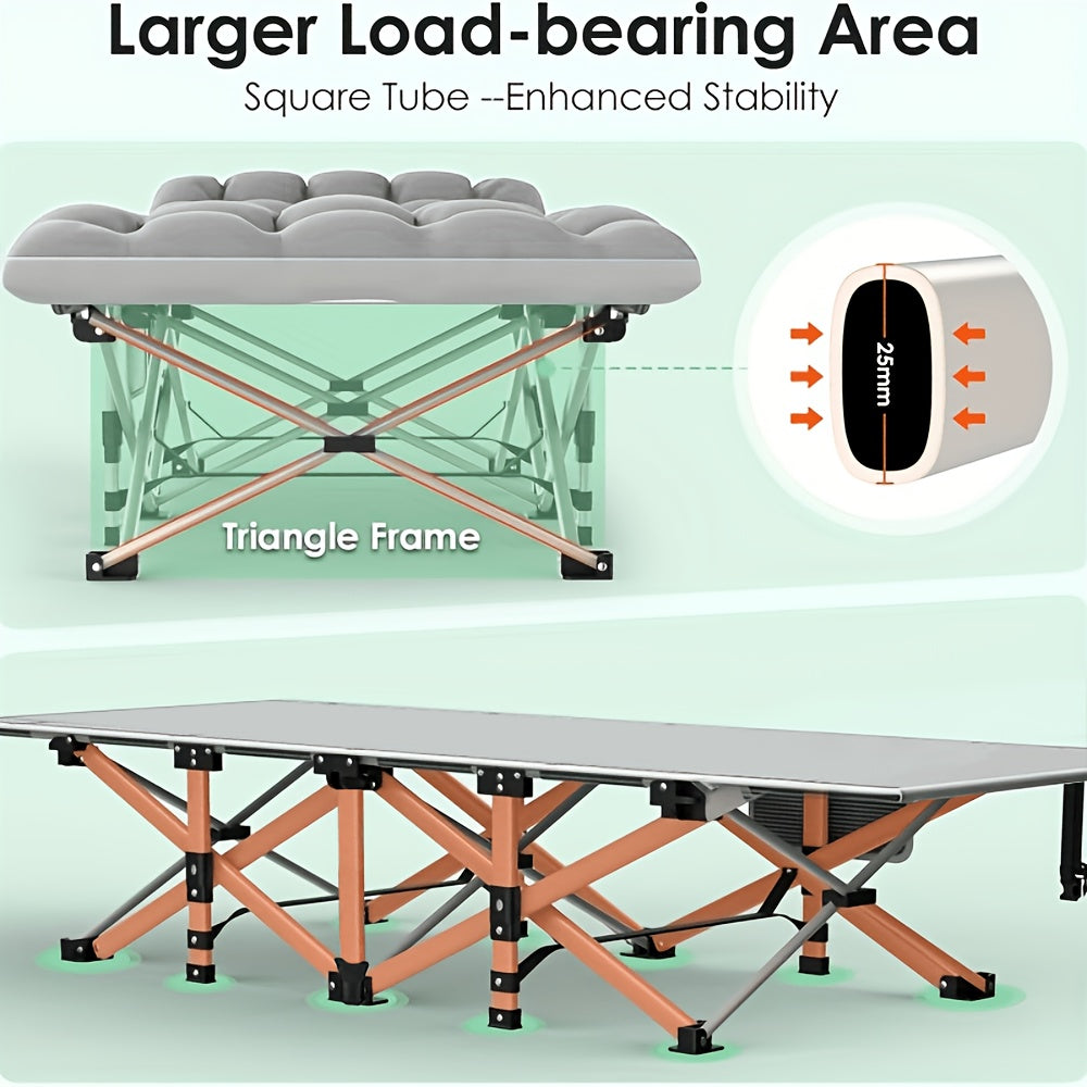 Extra Large Folding Camping Cot Bed with Mattress Option – Heavy Duty 355–750 lbs Capacity Portable Guest Bed for Adults – Foldable Sleeping Cot for Camping Travel Indoor Outdoor Use 59–77 Inch