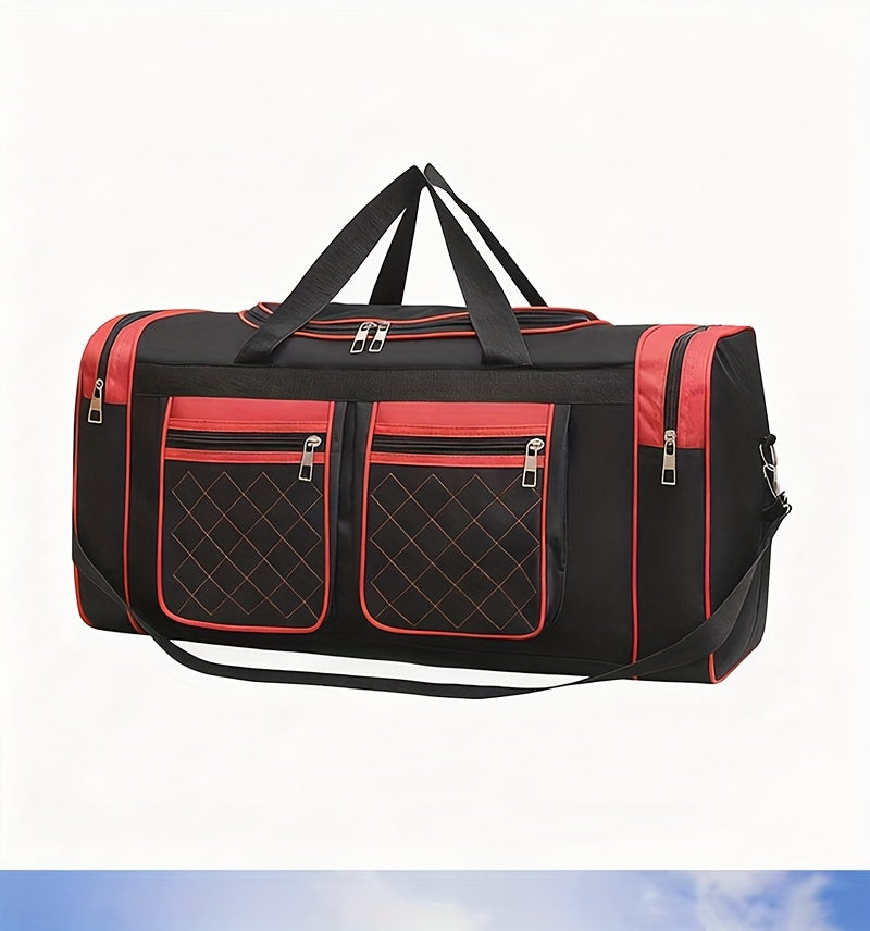 Large Capacity Duffel Bag Heavy Duty – Multi-Pocket Gym Travel Camping Outdoor Bag with Adjustable Strap for Men Women Black Blue Red