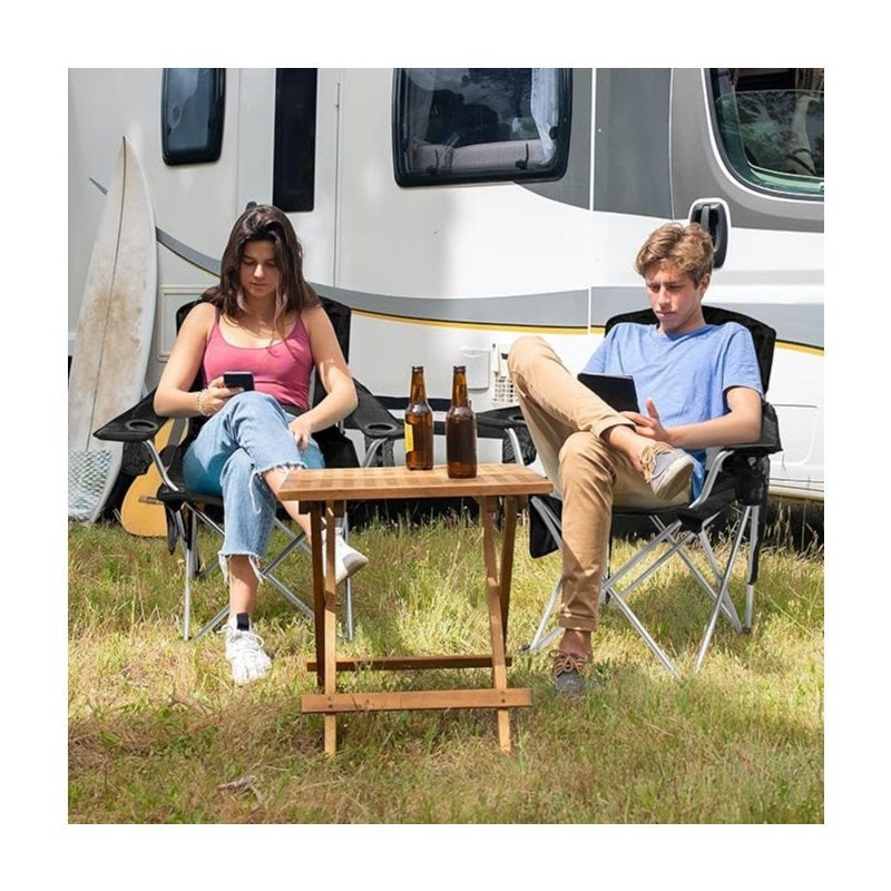 Folding Camping Chair with Canopy Sunshade Portable Beach Chair – 225 lbs Support Wide Seat Cup Holder Carrying Bag for Outdoor Lawn